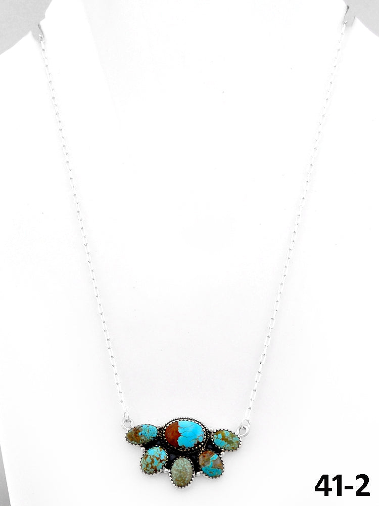 Southwest Handmade #8 Turquoise & Sterling Silver Necklace