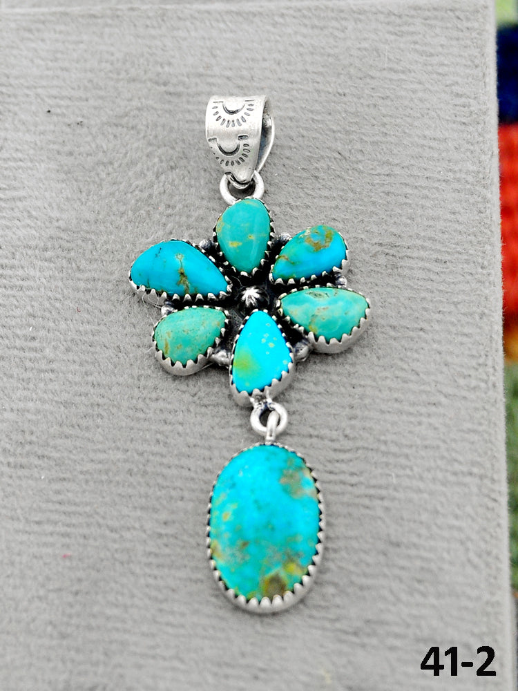 Southwest Handmade Santa Maria Turquoise & Sterling Silver Pendants