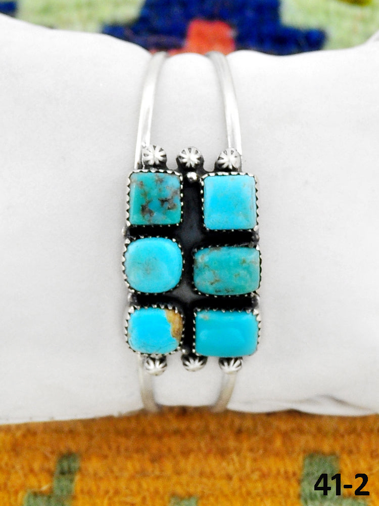 Southwest Made Campitos Turquoise & Sterling Silver Cuff Bracelet