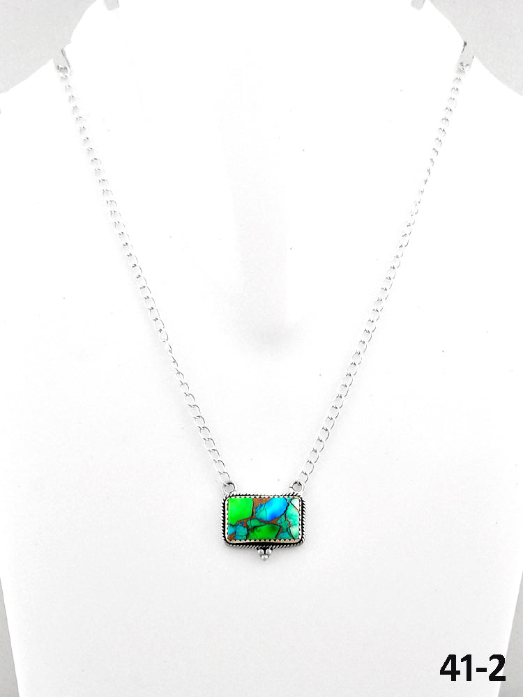 Southwest Handmade Peacock Dahlia & Sterling Silver Necklace