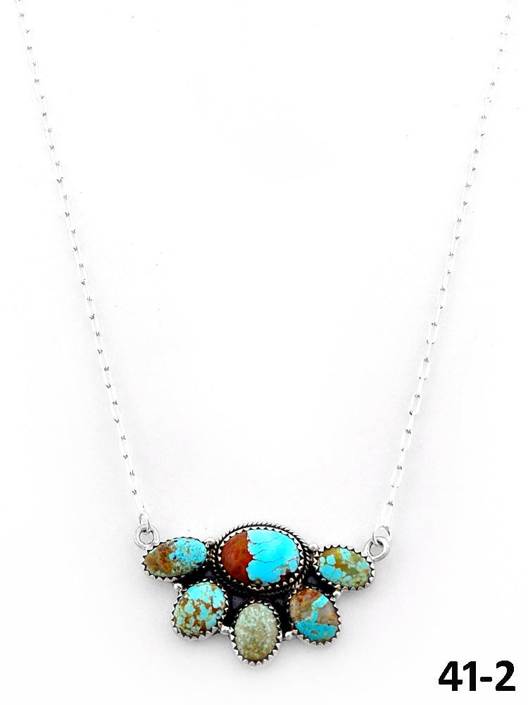 Southwest Handmade #8 Turquoise & Sterling Silver Necklace