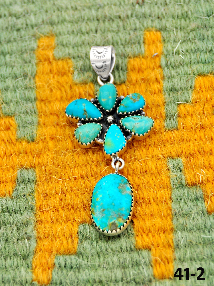 Southwest Handmade Santa Maria Turquoise & Sterling Silver Pendants