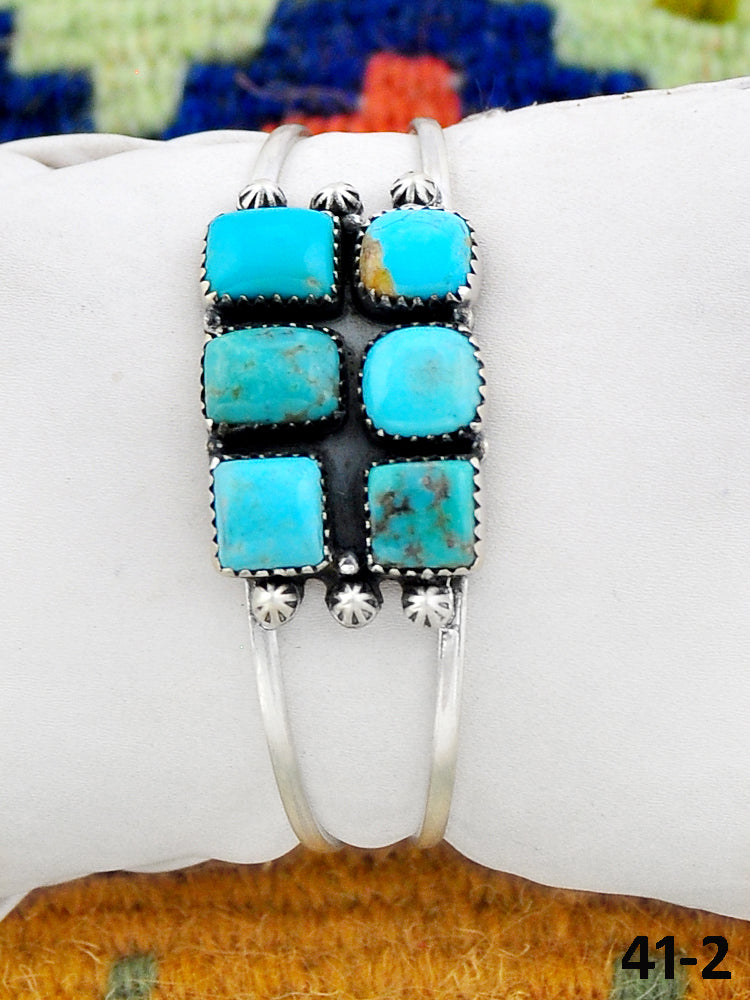 Southwest Made Campitos Turquoise & Sterling Silver Cuff Bracelet