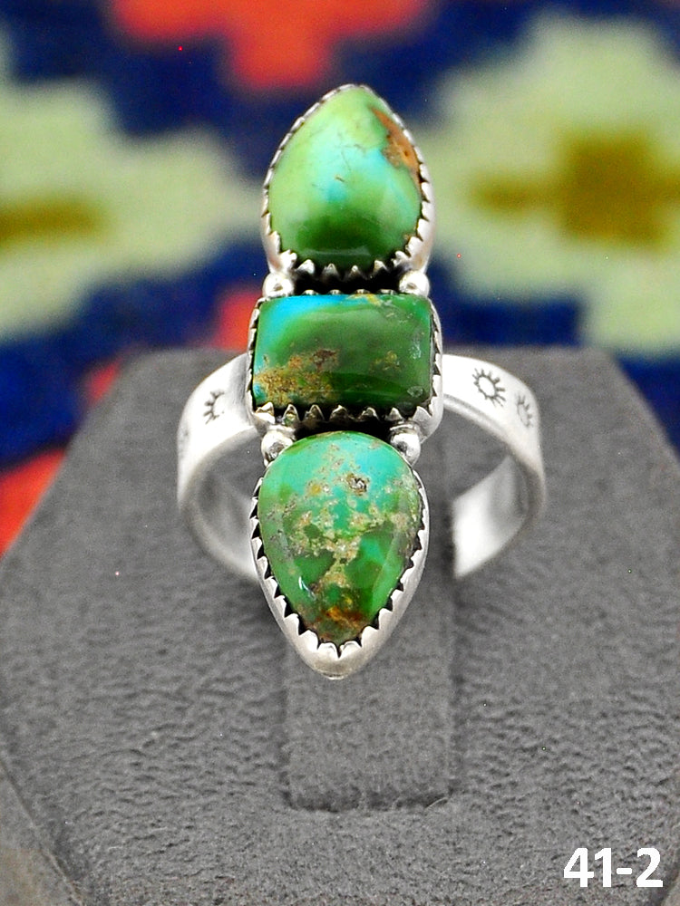 Southwest Made Sonoran Mountain Turquoise & Sterling Sliver Adjustable Ring