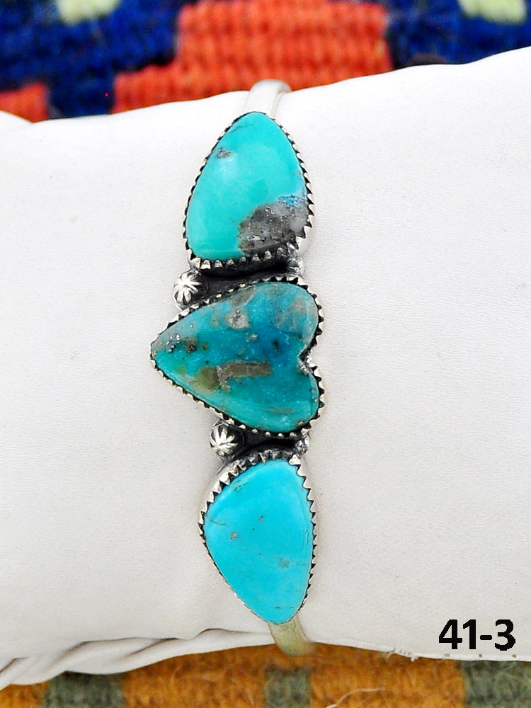 Southwest Made Campitos Turquoise & Sterling Silver Cuff Bracelet