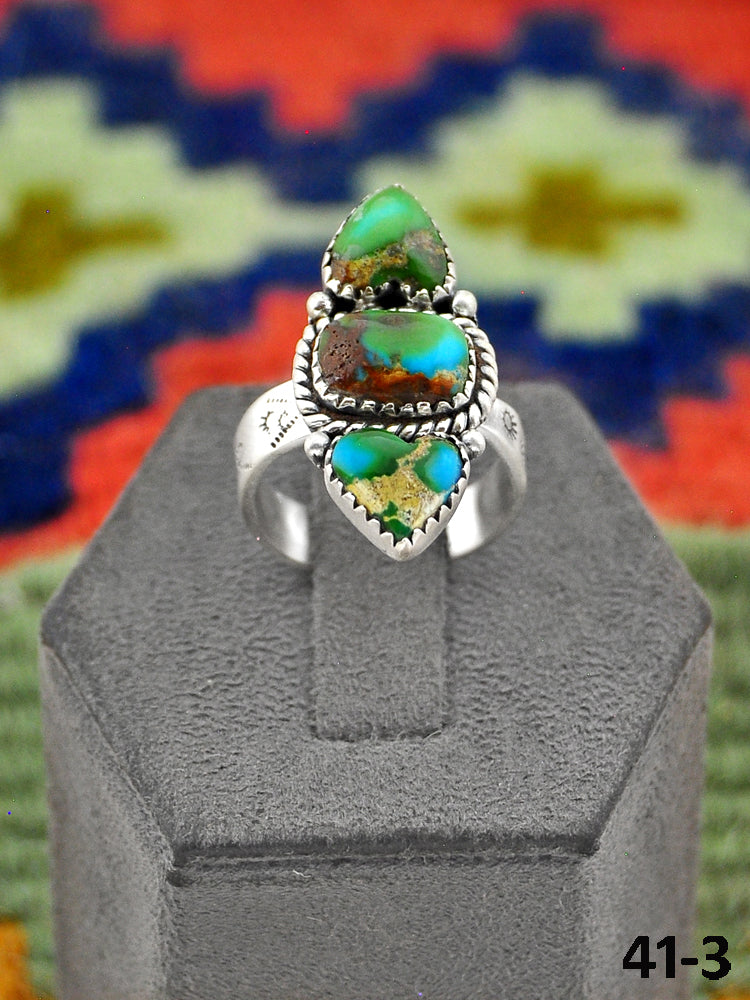 Southwest Made Sonoran Mountain Turquoise & Sterling Sliver Adjustable Ring