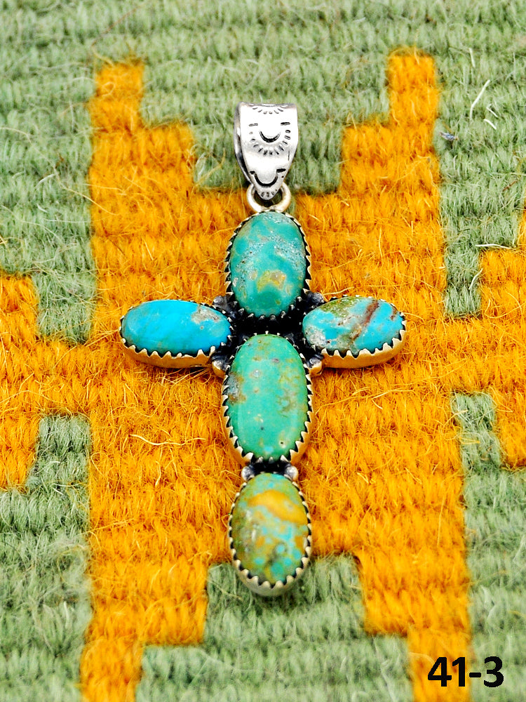 Southwest Handmade Santa Maria Turquoise & Sterling Silver Pendants