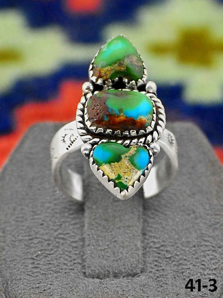 Southwest Made Sonoran Mountain Turquoise & Sterling Sliver Adjustable Ring