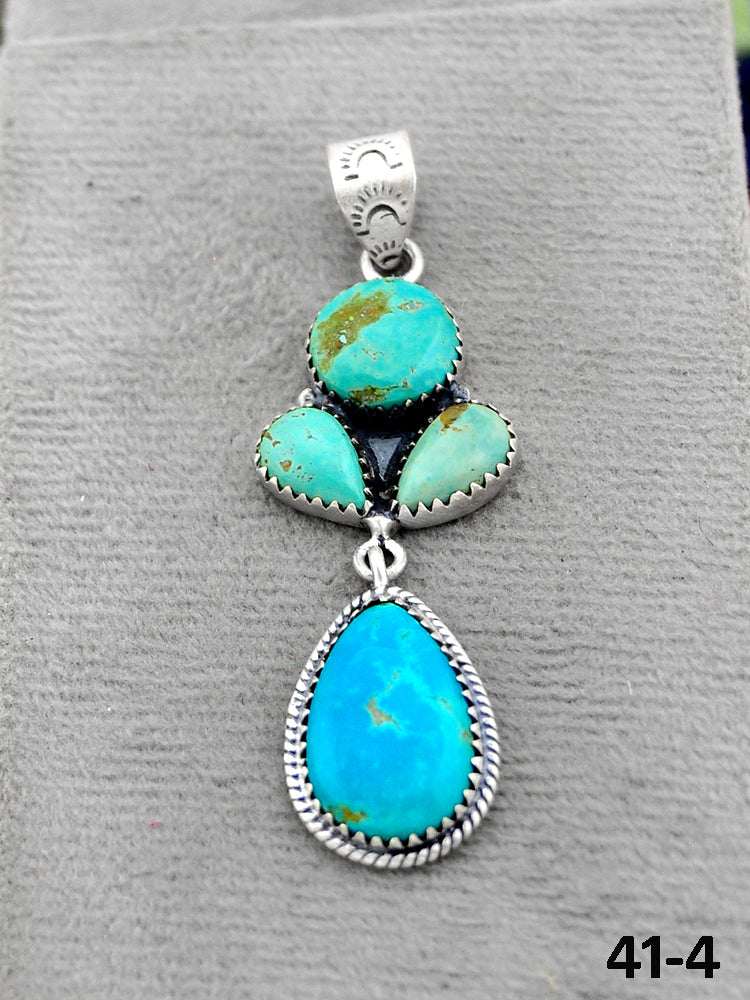 Southwest Handmade Santa Maria Turquoise & Sterling Silver Pendants
