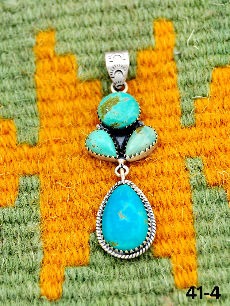 Southwest Handmade Santa Maria Turquoise & Sterling Silver Pendants
