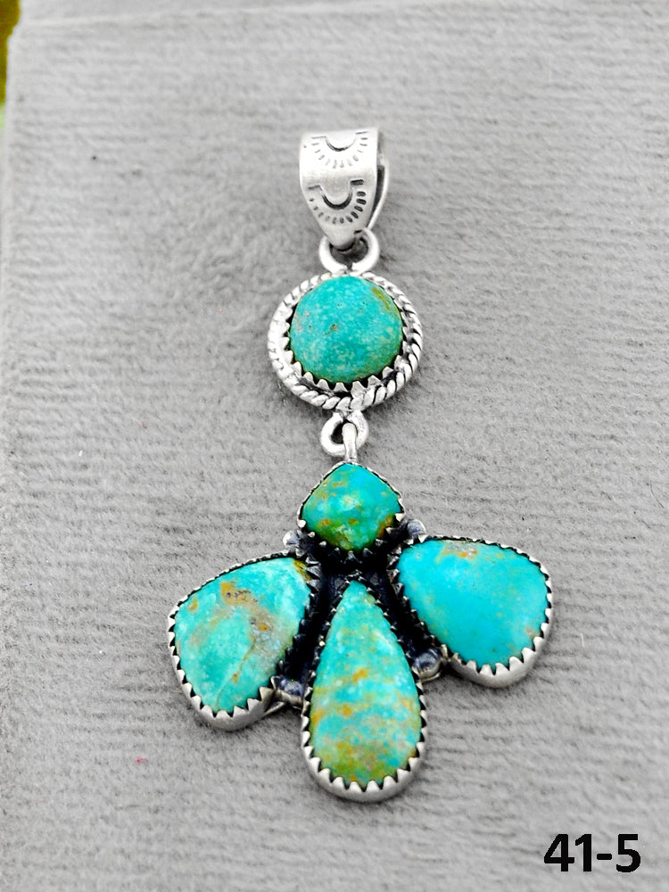 Southwest Handmade Santa Maria Turquoise & Sterling Silver Pendants