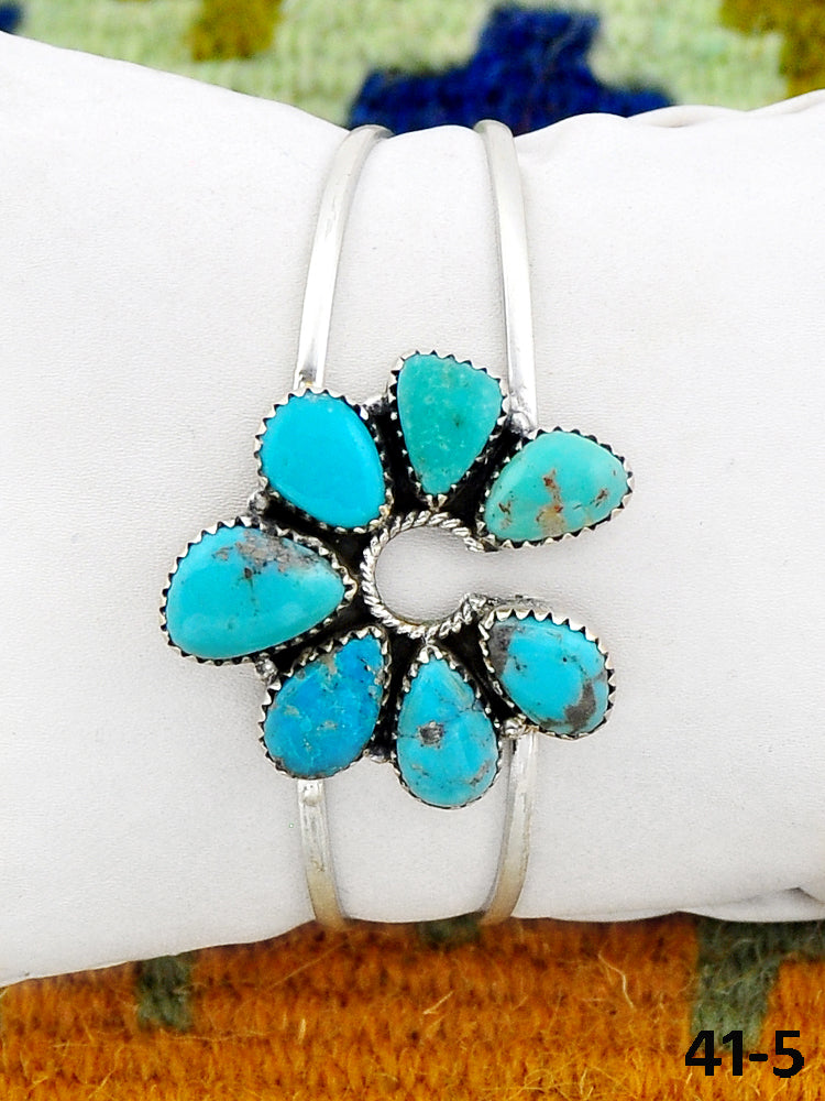 Southwest Made Campitos Turquoise & Sterling Silver Cuff Bracelet