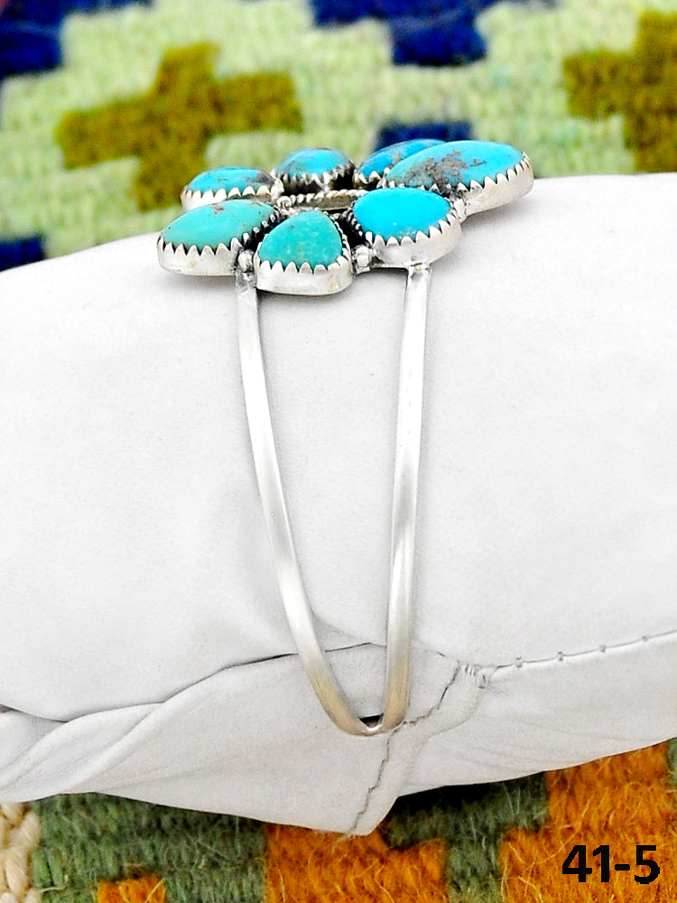 Southwest Made Campitos Turquoise & Sterling Silver Cuff Bracelet