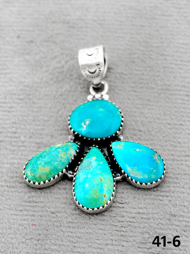 Southwest Handmade Santa Maria Turquoise & Sterling Silver Pendants
