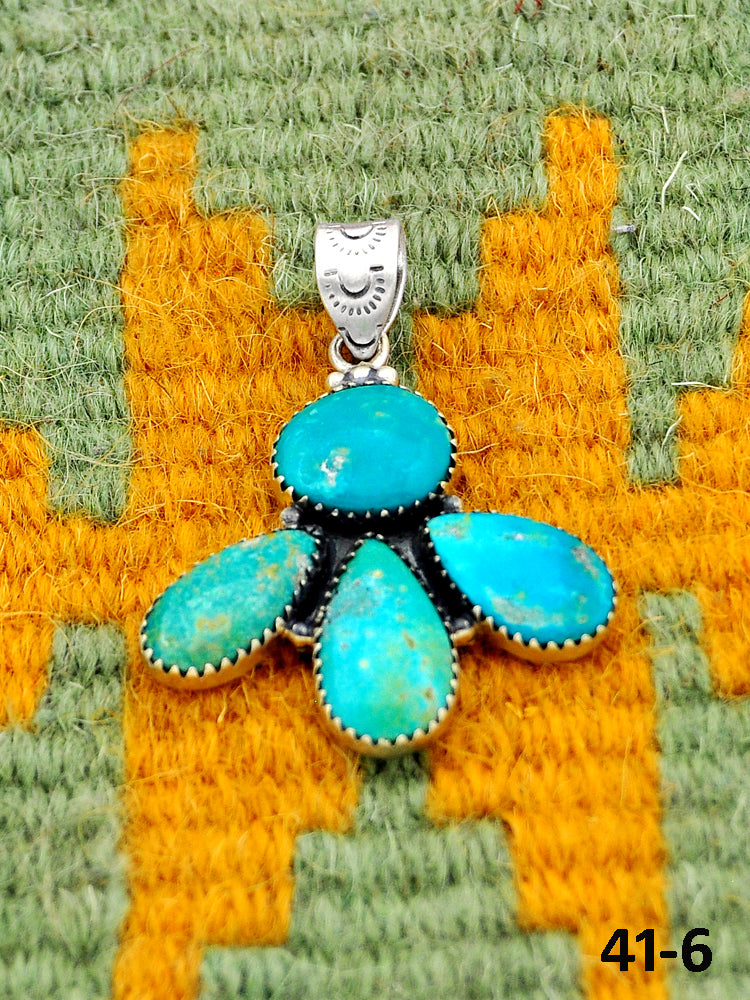 Southwest Handmade Santa Maria Turquoise & Sterling Silver Pendants