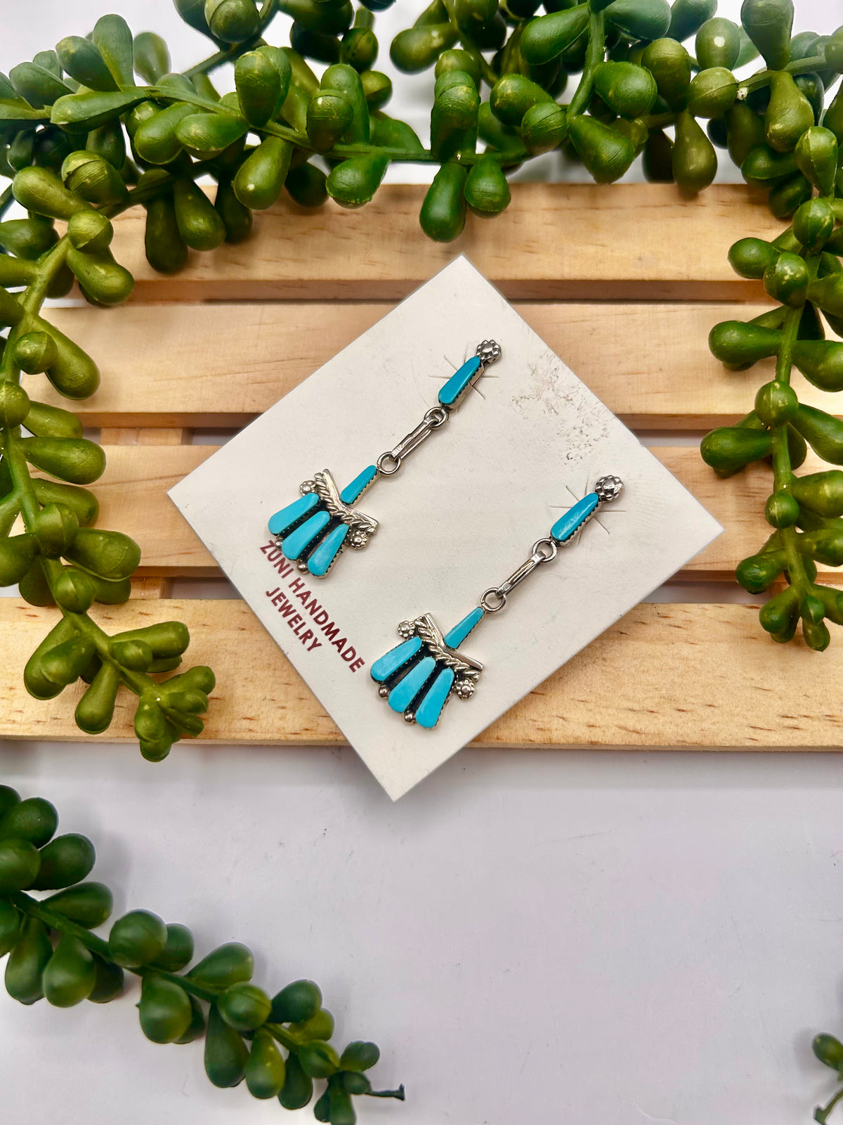 Zuni Made Kingman Turquoise & Sterling Silver Post Earrings