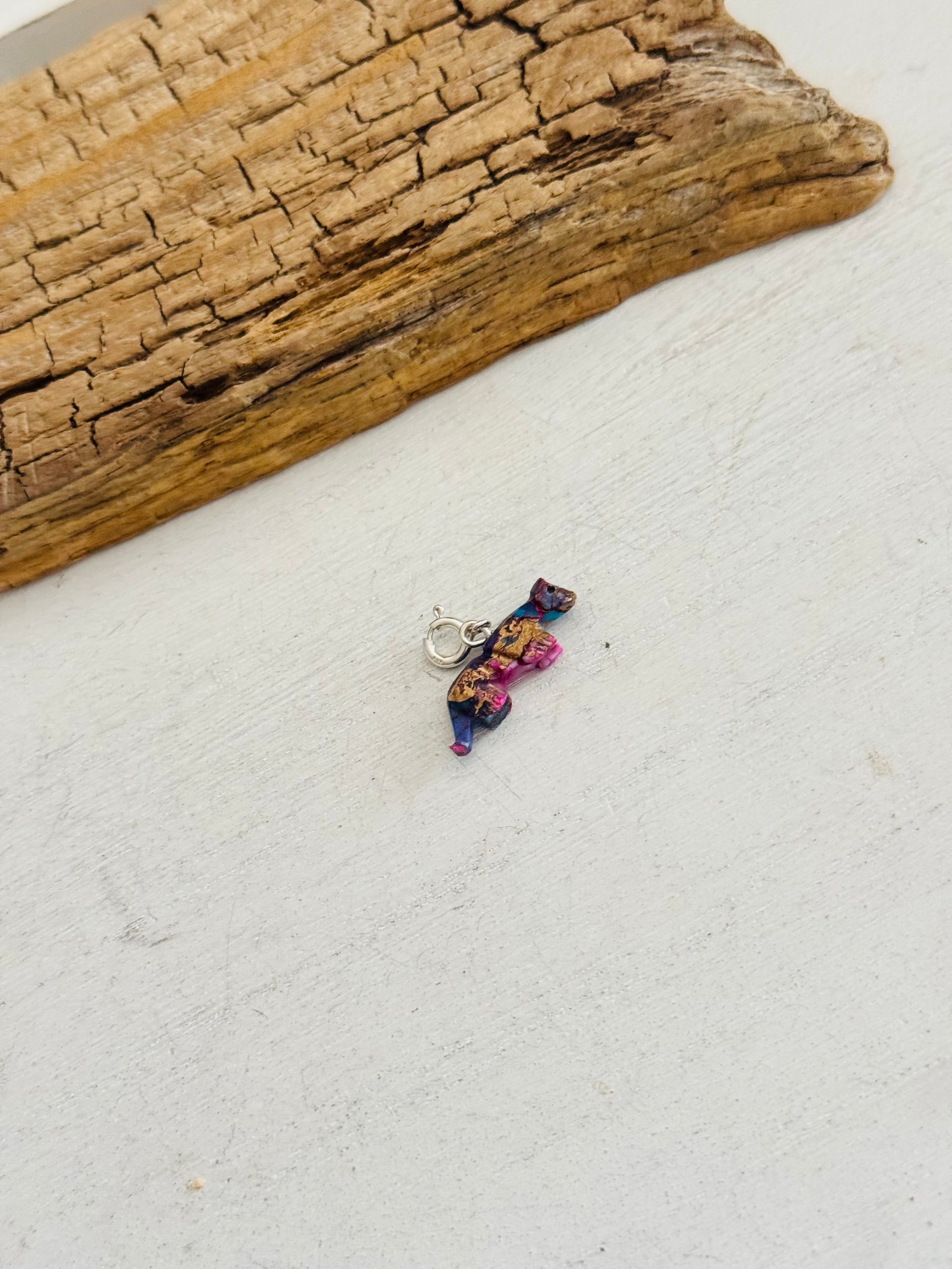 Navajo Made Mohave Turquoise & Sterling Silver Cougar Charms