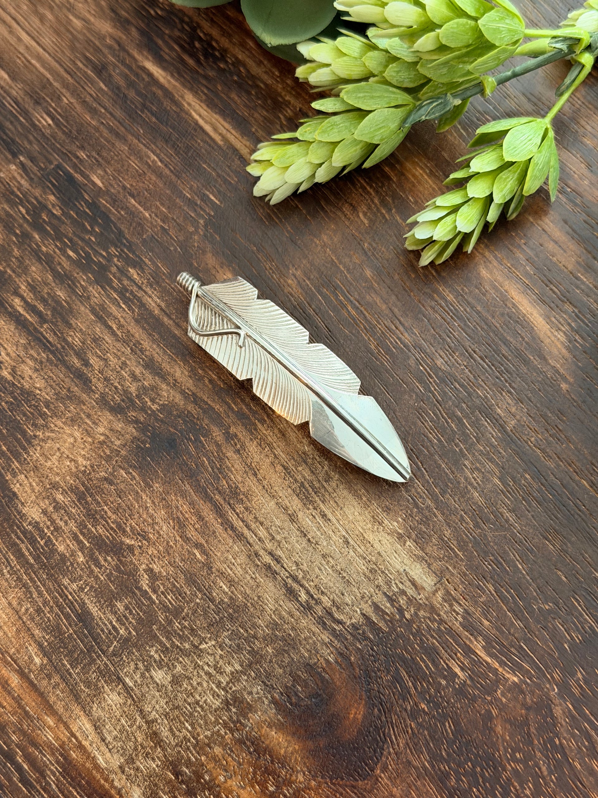 Navajo Made Sterling Silver Feather Hair Barrette