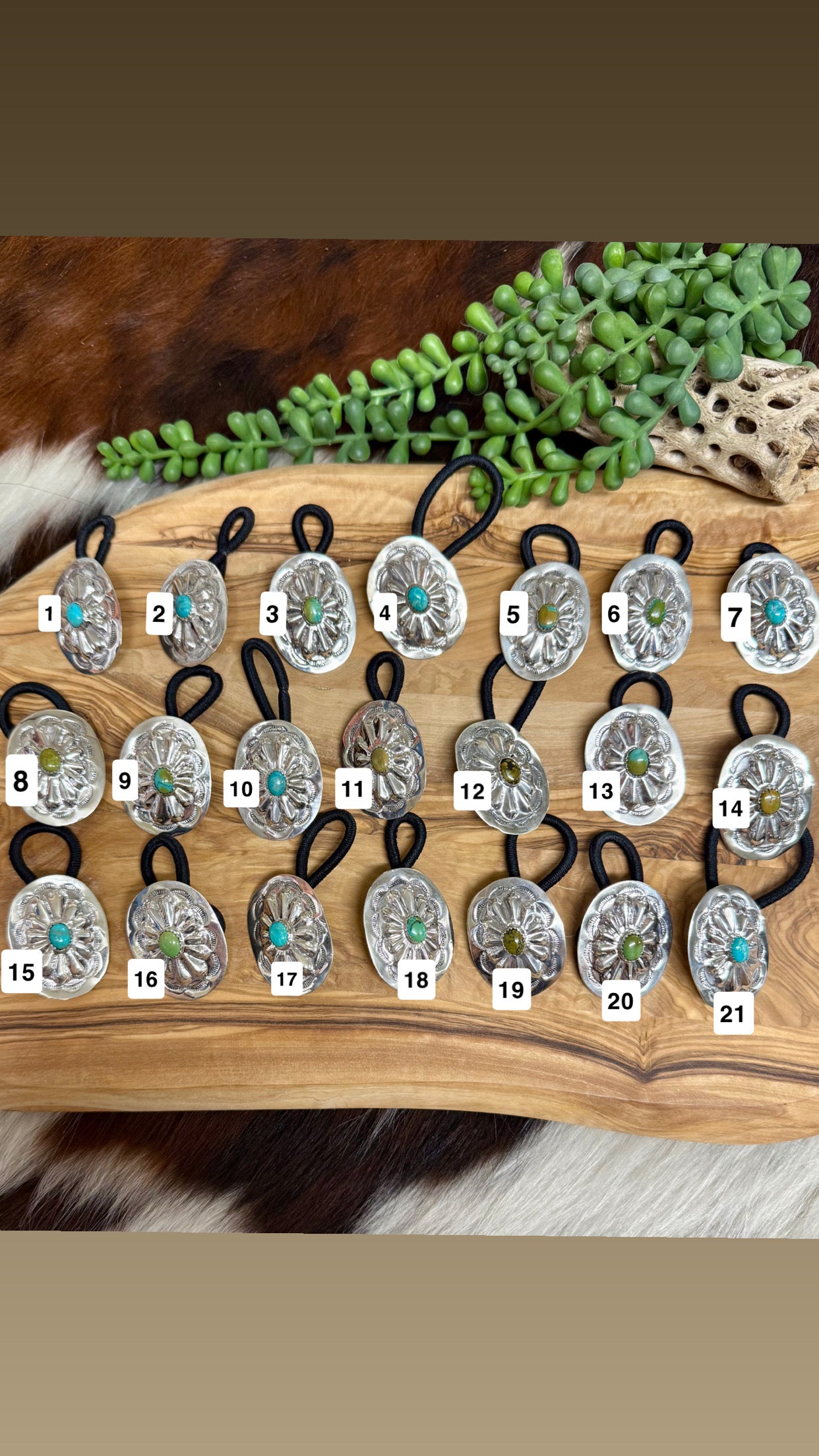 Navajo Made Kingman Turquoise & Sterling Silver Hairtie