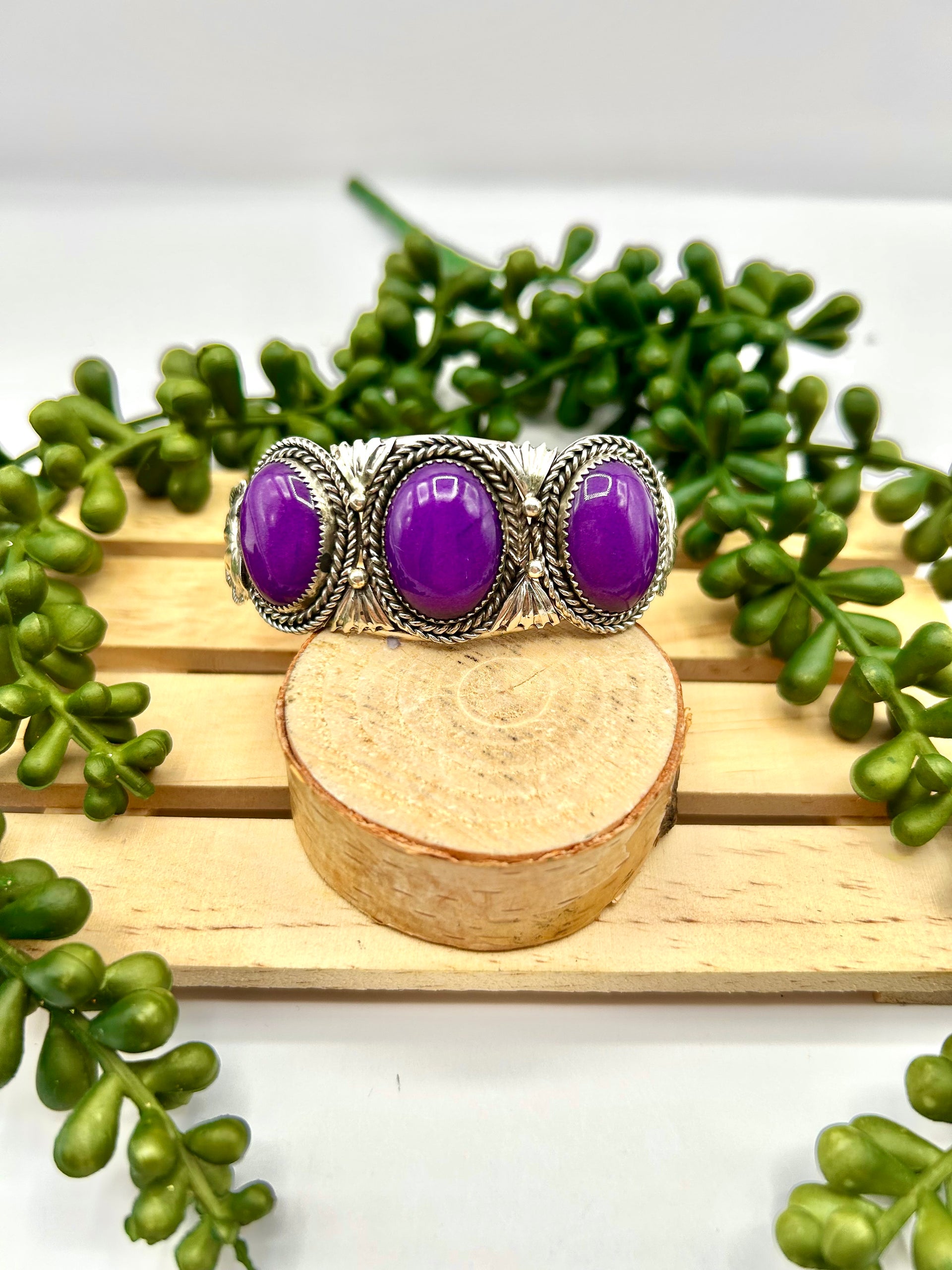Old Pawn Joe Tso Sugalite & Sterling Silver Cuff Bracelet