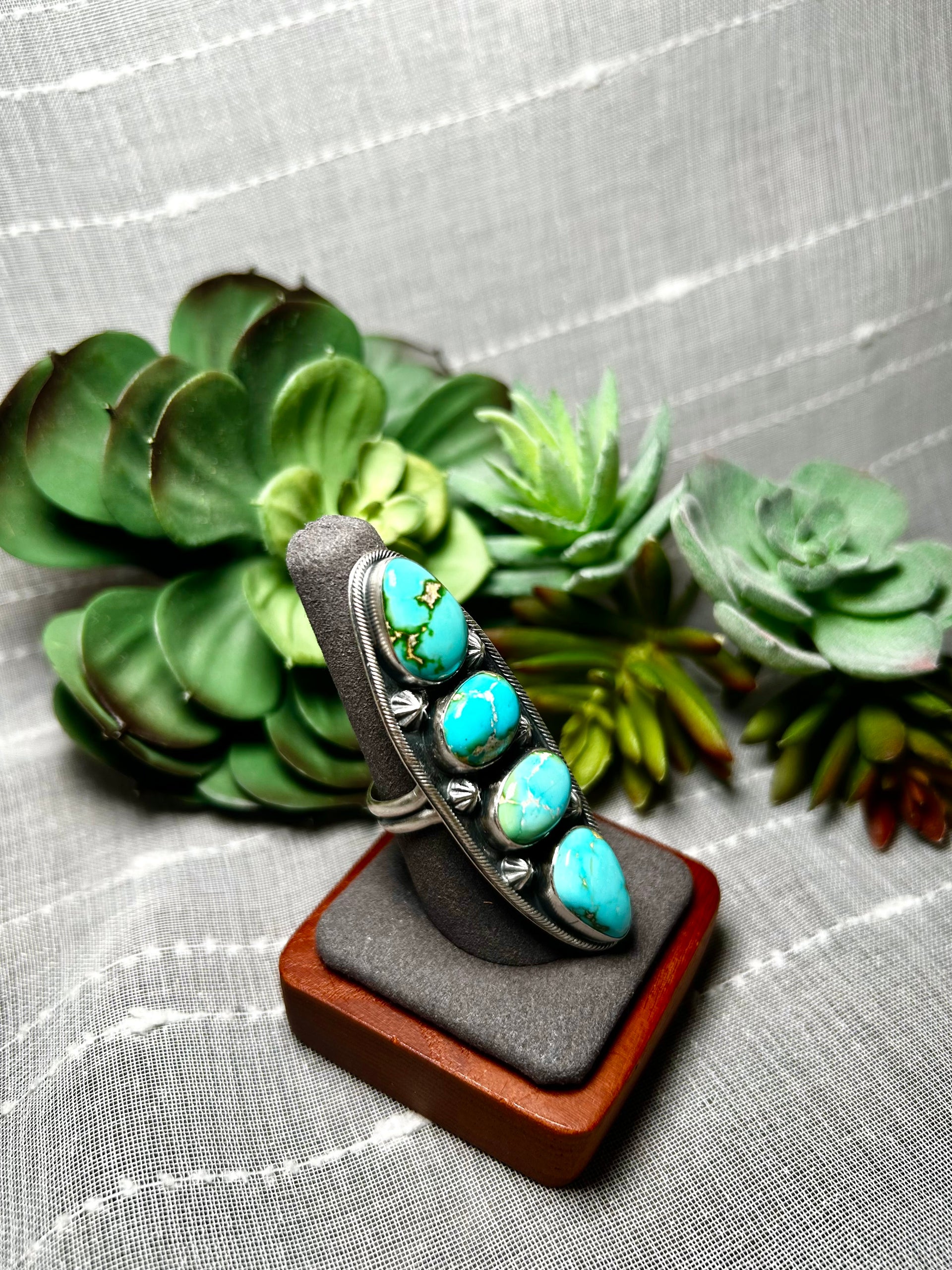 Carlos Francisco Sonoran Mountain Turquoise & Sterling Silver Adjustable Ring