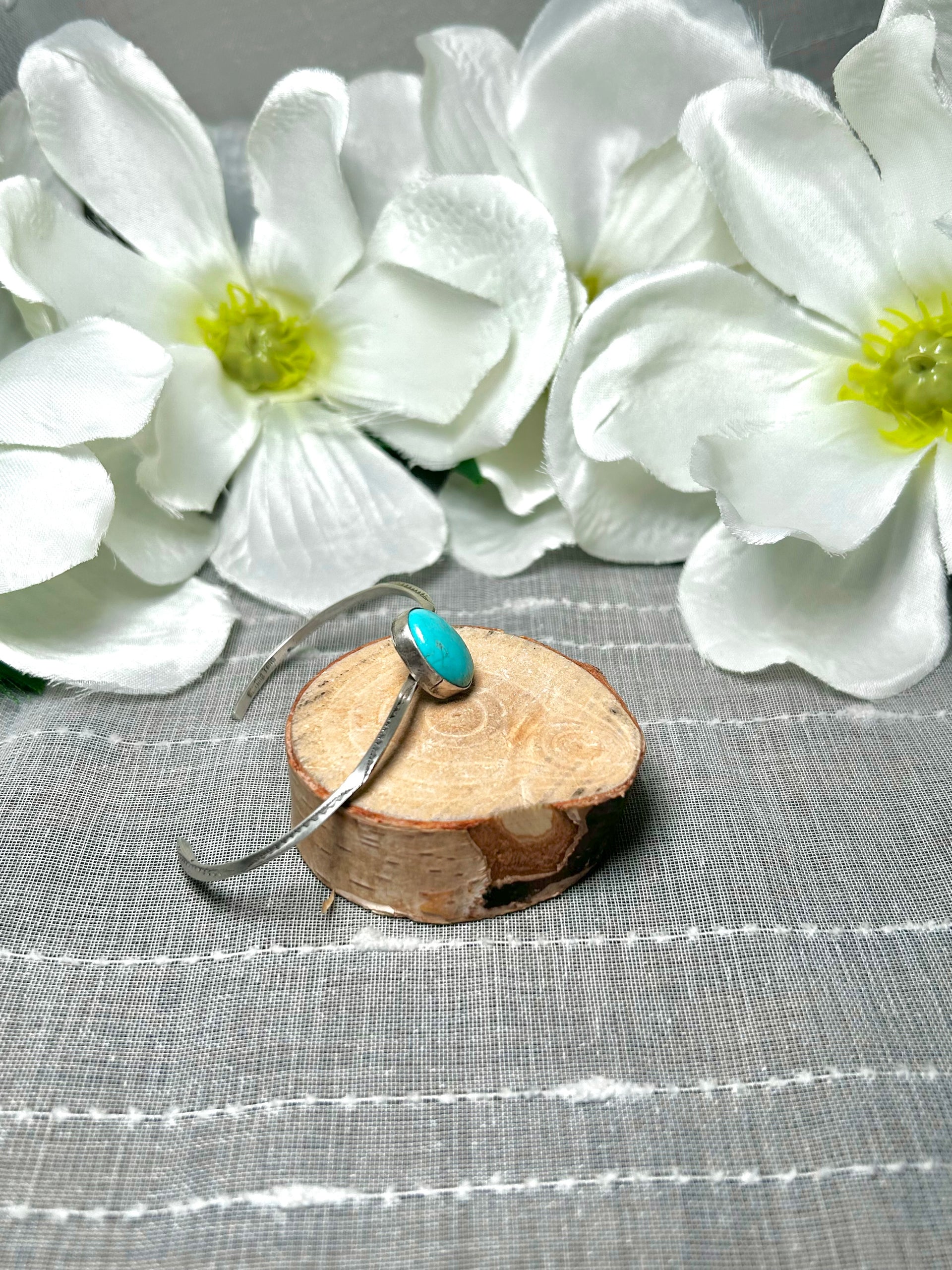 Navajo Made Kingman Turquoise & Sterling Silver Cuff Bracelet