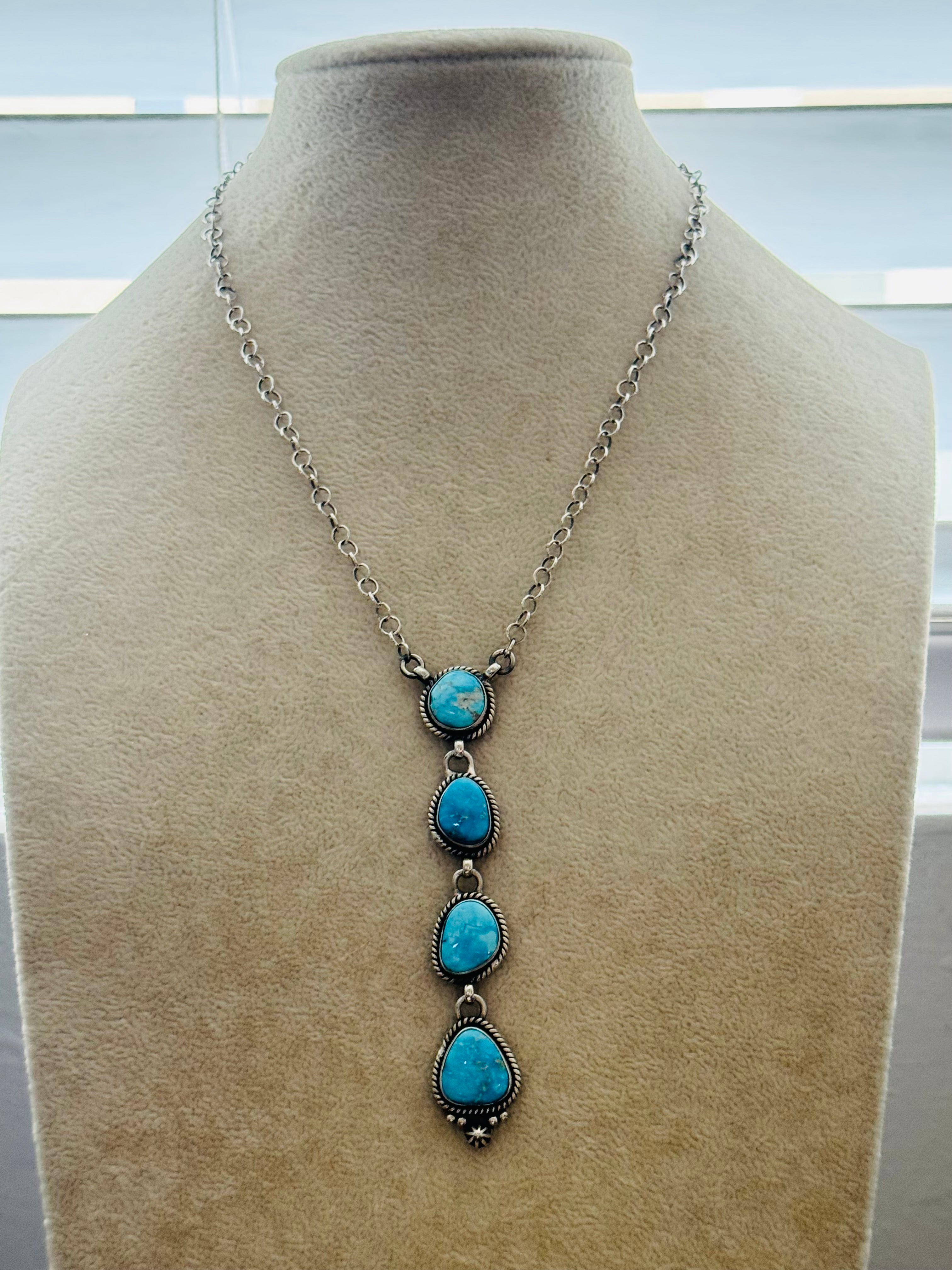 Southwest Handmade Valley Blue Turquoise & Sterling Silver Necklace