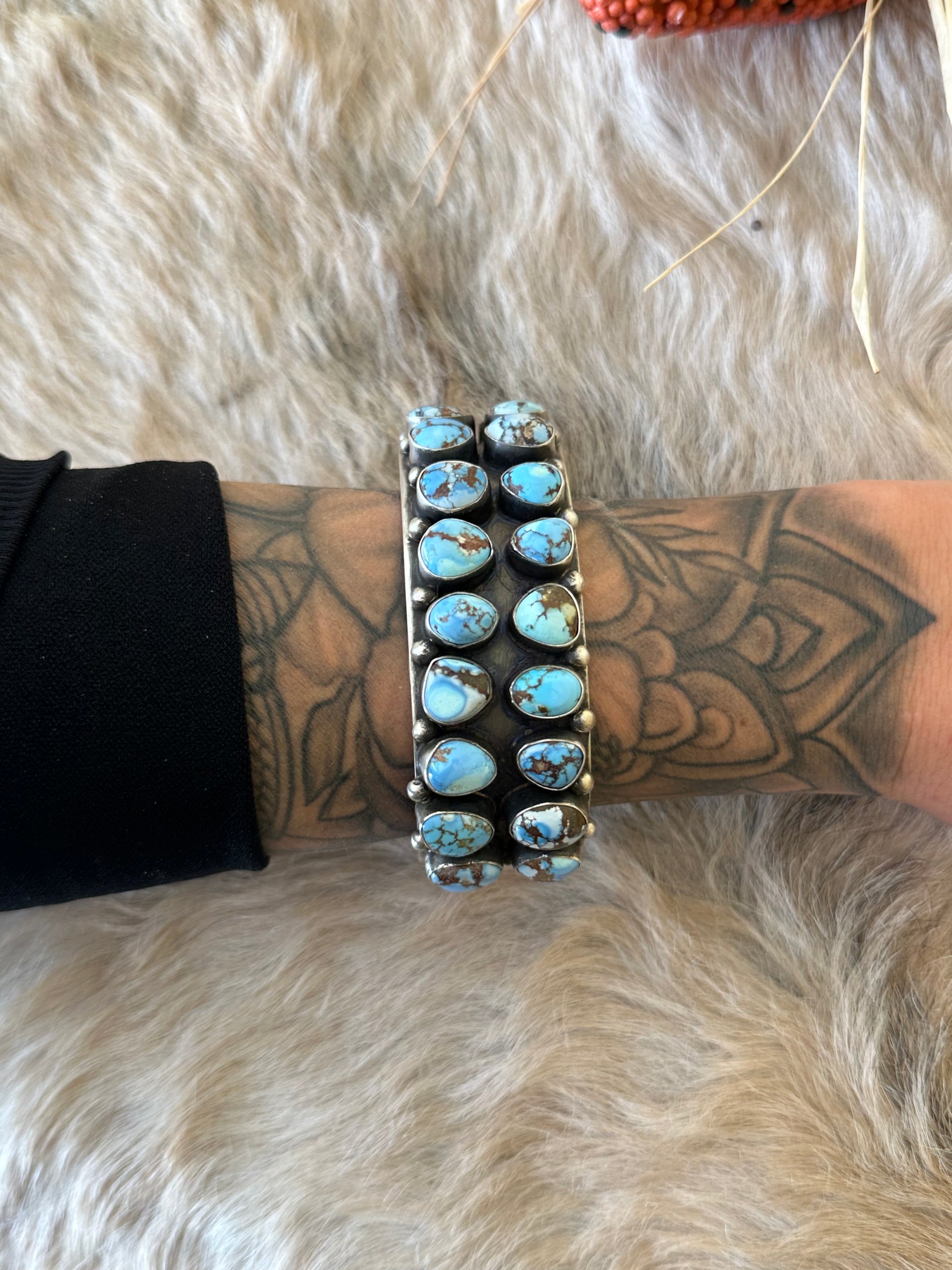 Darrin Livingston Golden Hills Turquoise & Sterling Silver Cuff Bracelet