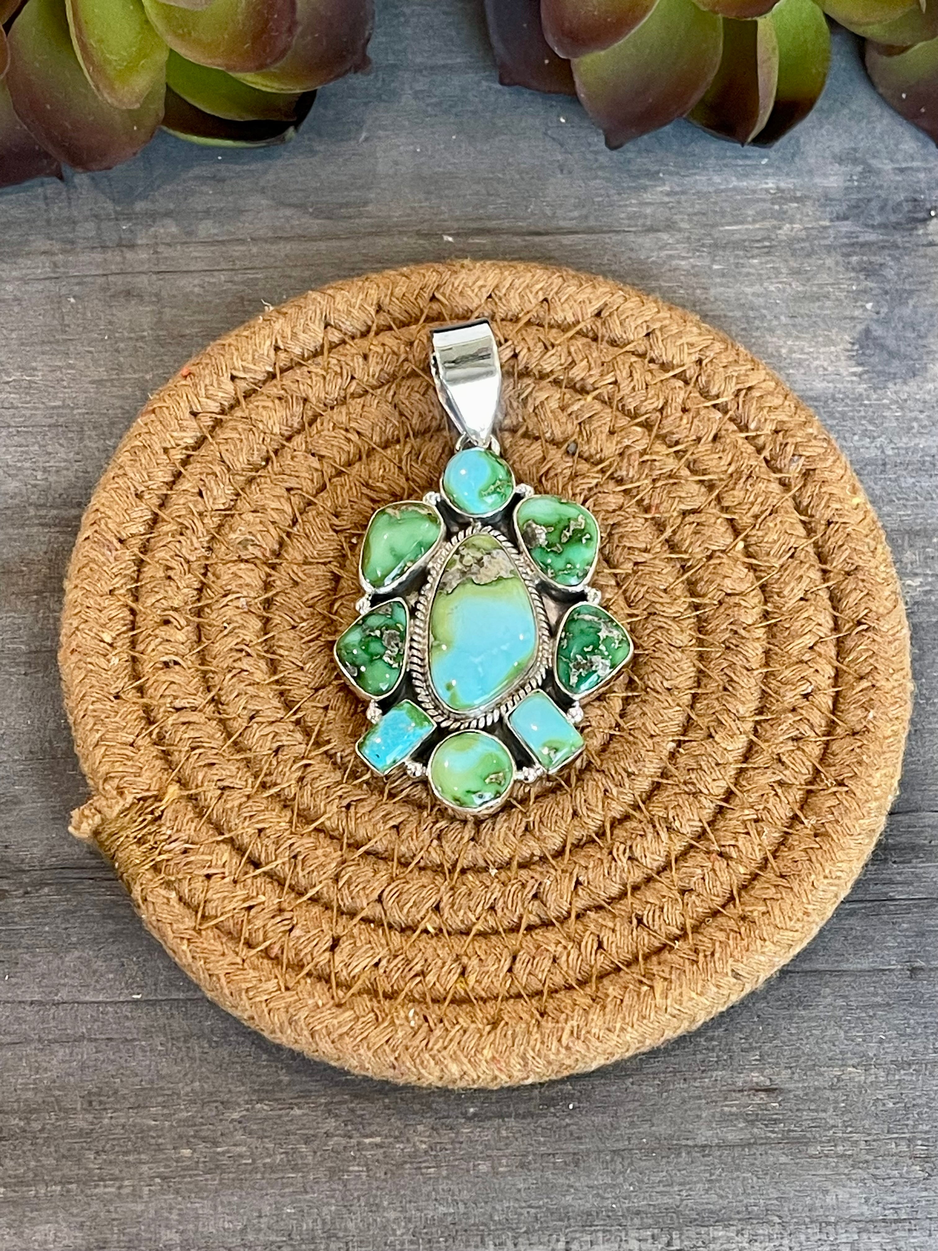 Southwest Handmade Sonoran Mountain Turquoise & Sterling Silver Pendant