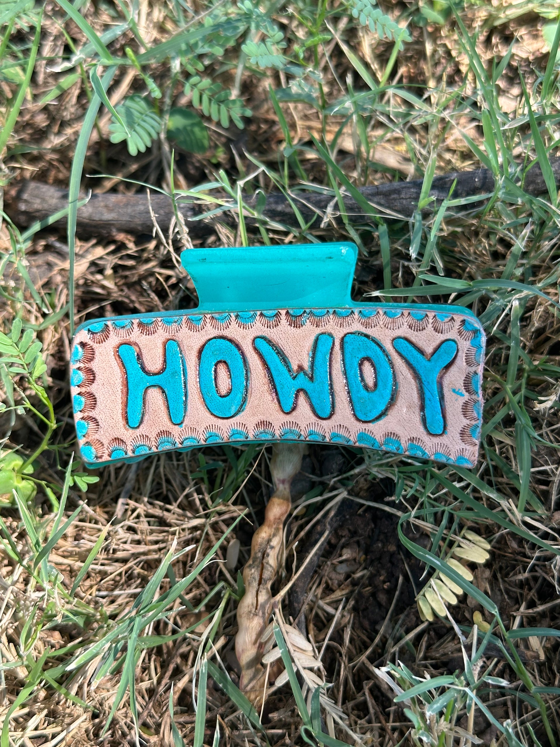 Genuine Tooled Leather Hair Clip