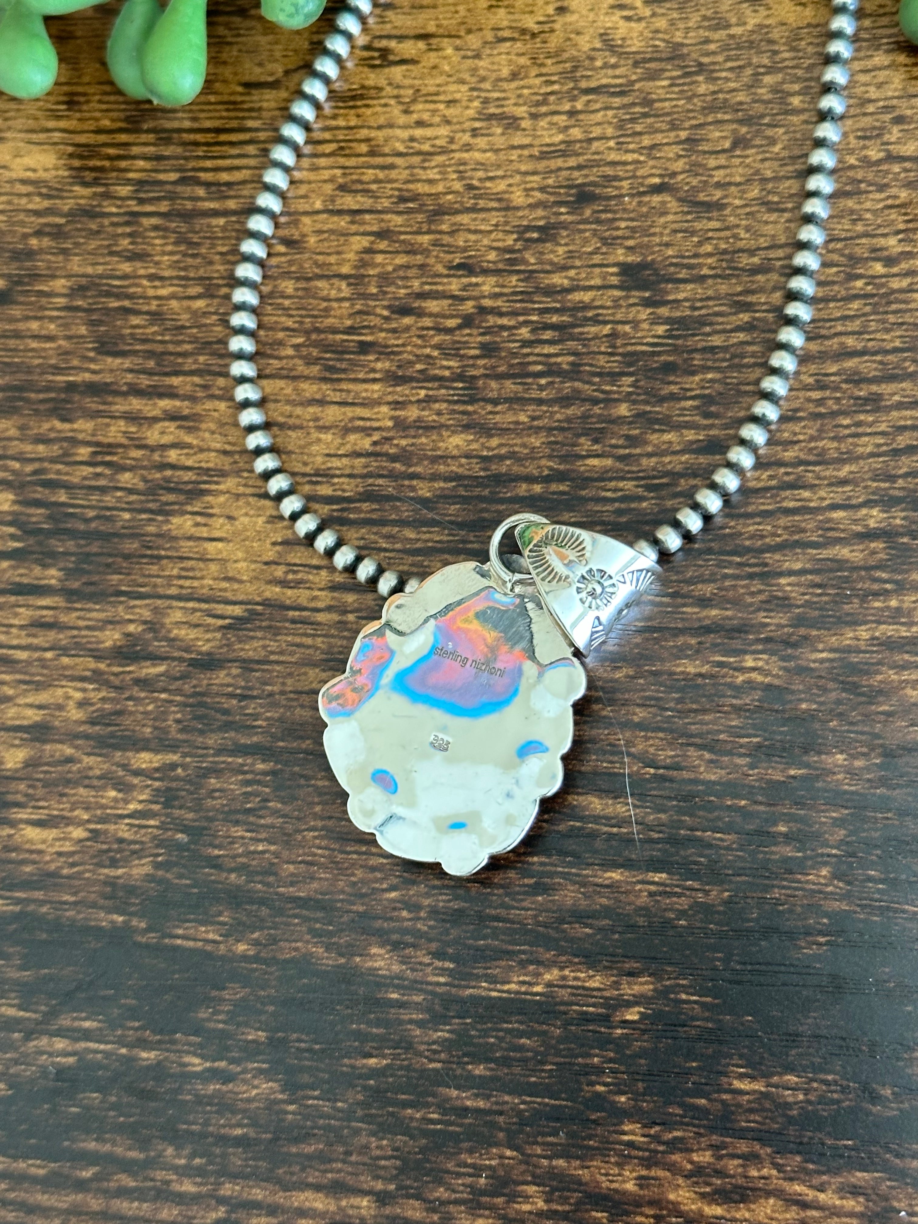 Southwest Handmade Kingman Turquoise & Sterling Silver Pendant