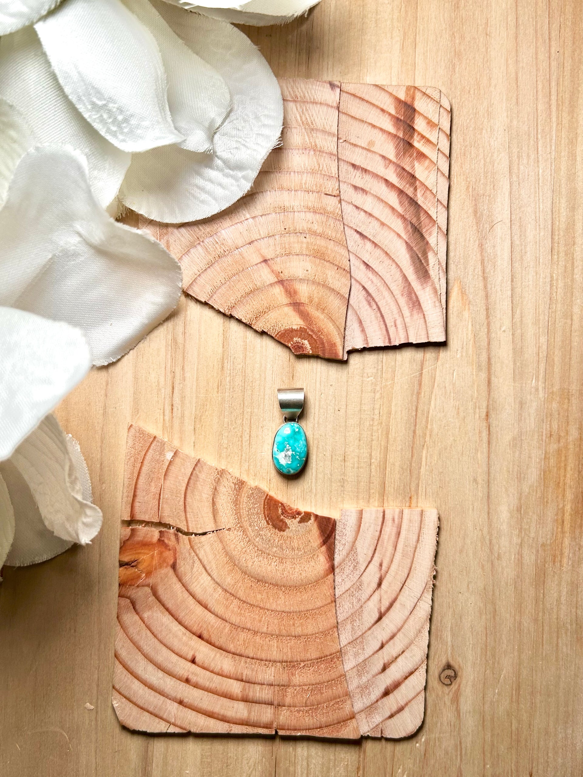 Navajo Made White Water Turquoise & Sterling Silver Pendant