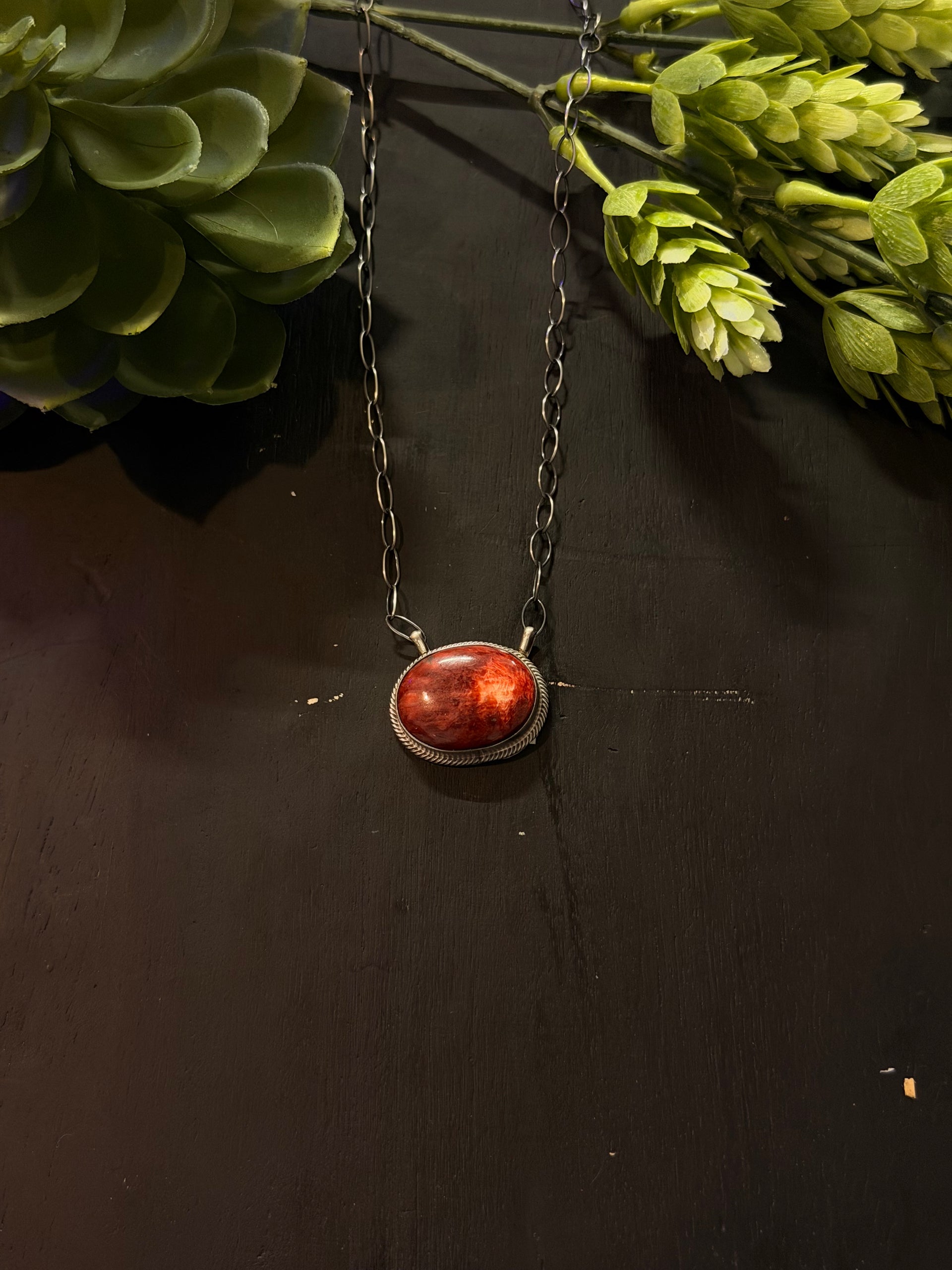 Antionette Martinez Red Spiny Oyster & Sterling Silver Necklace