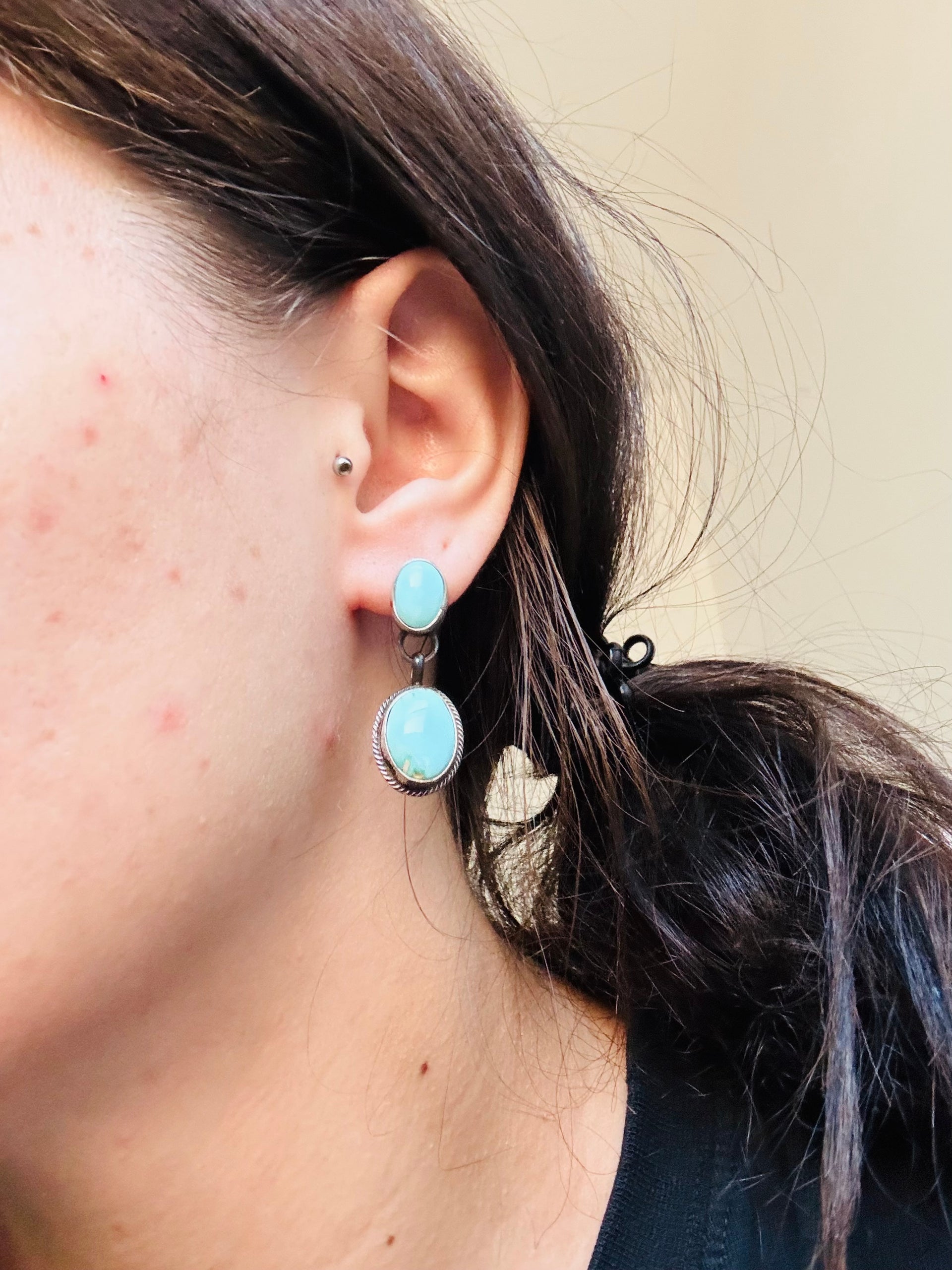 Sheryl Martinez Royston Turquoise & Sterling Silver Post Dangle Earrings