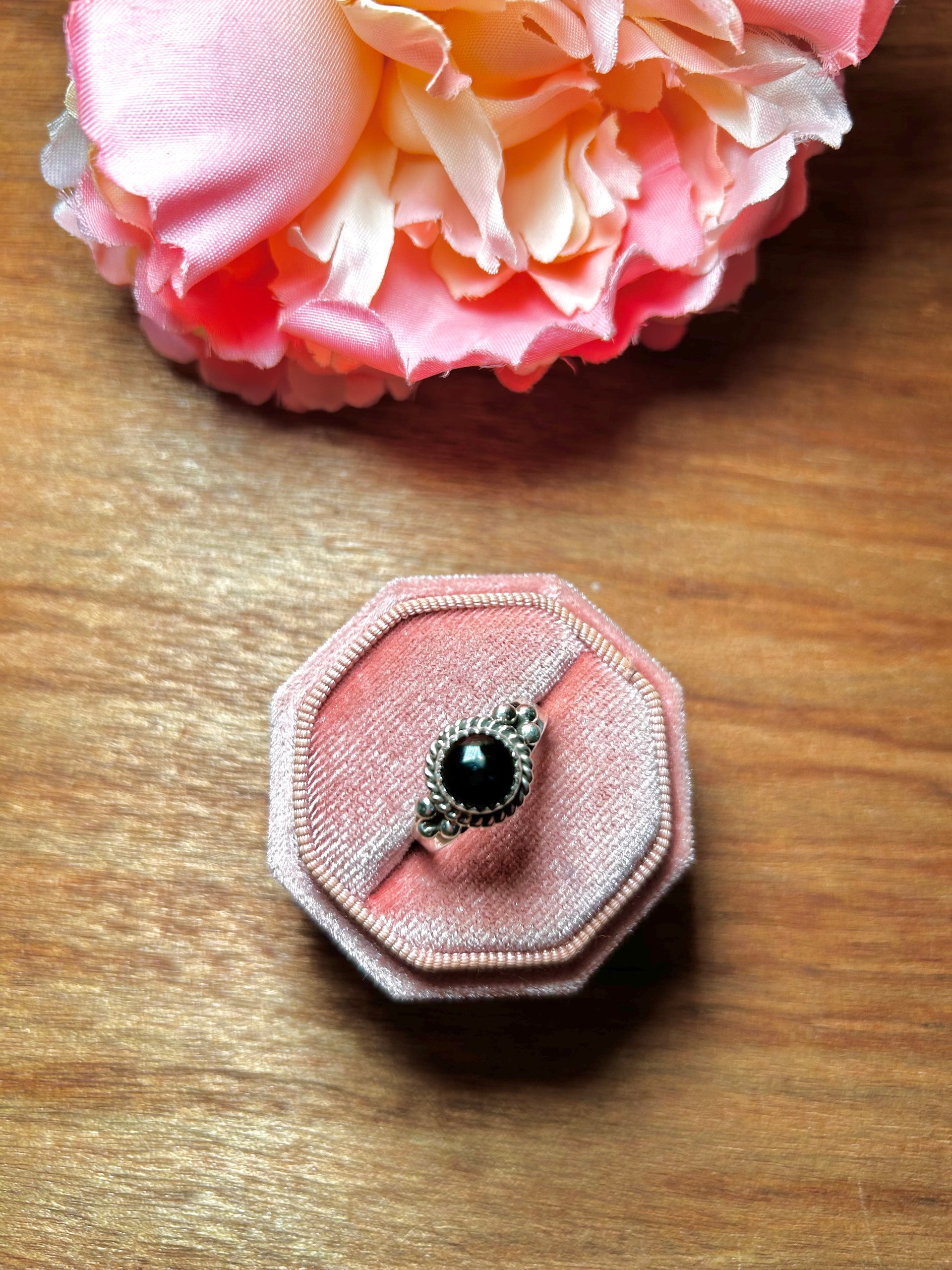 Navajo Made Onyx & Sterling Silver Ring