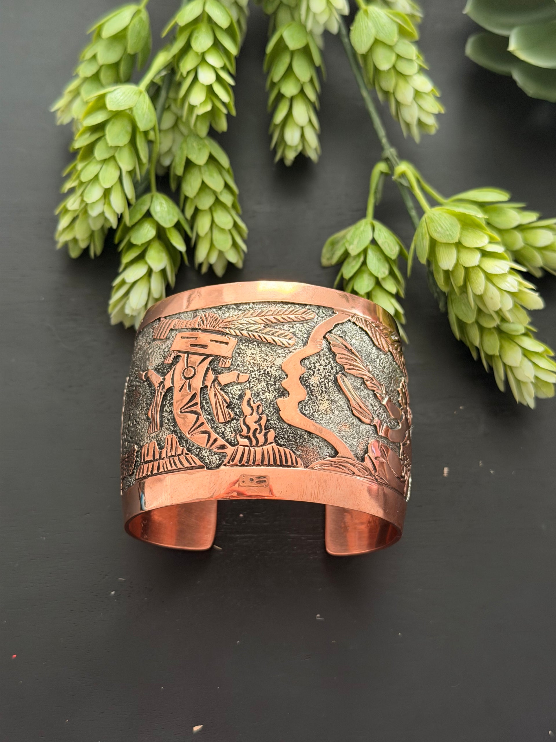 Elaine Becenti Copper Story Teller Cuff Bracelet