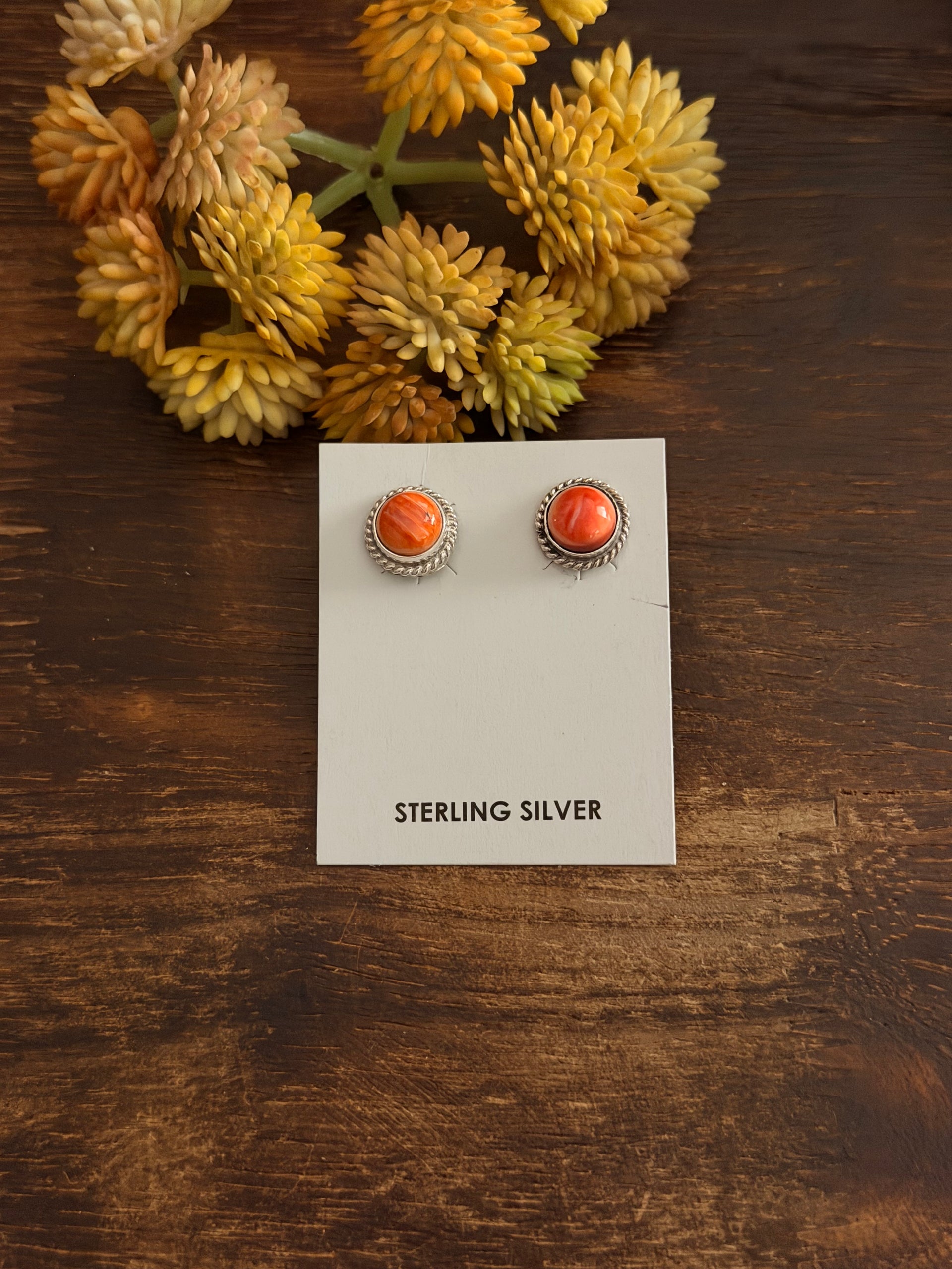 Esther White Spiny Oyster & Sterling Silver Post Earrings