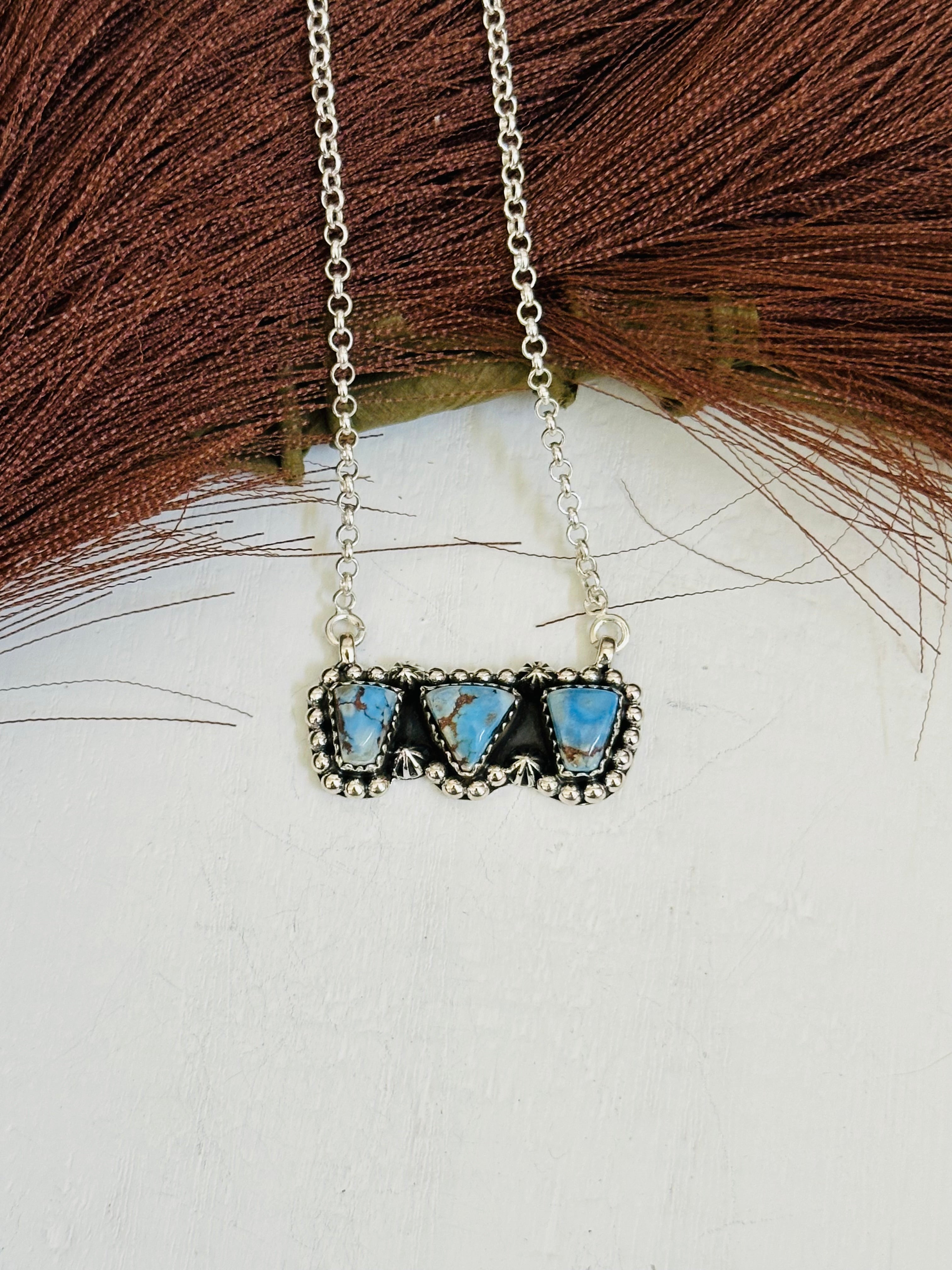 TTD “Array” Golden Hills Turquoise & Sterling Silver Necklace