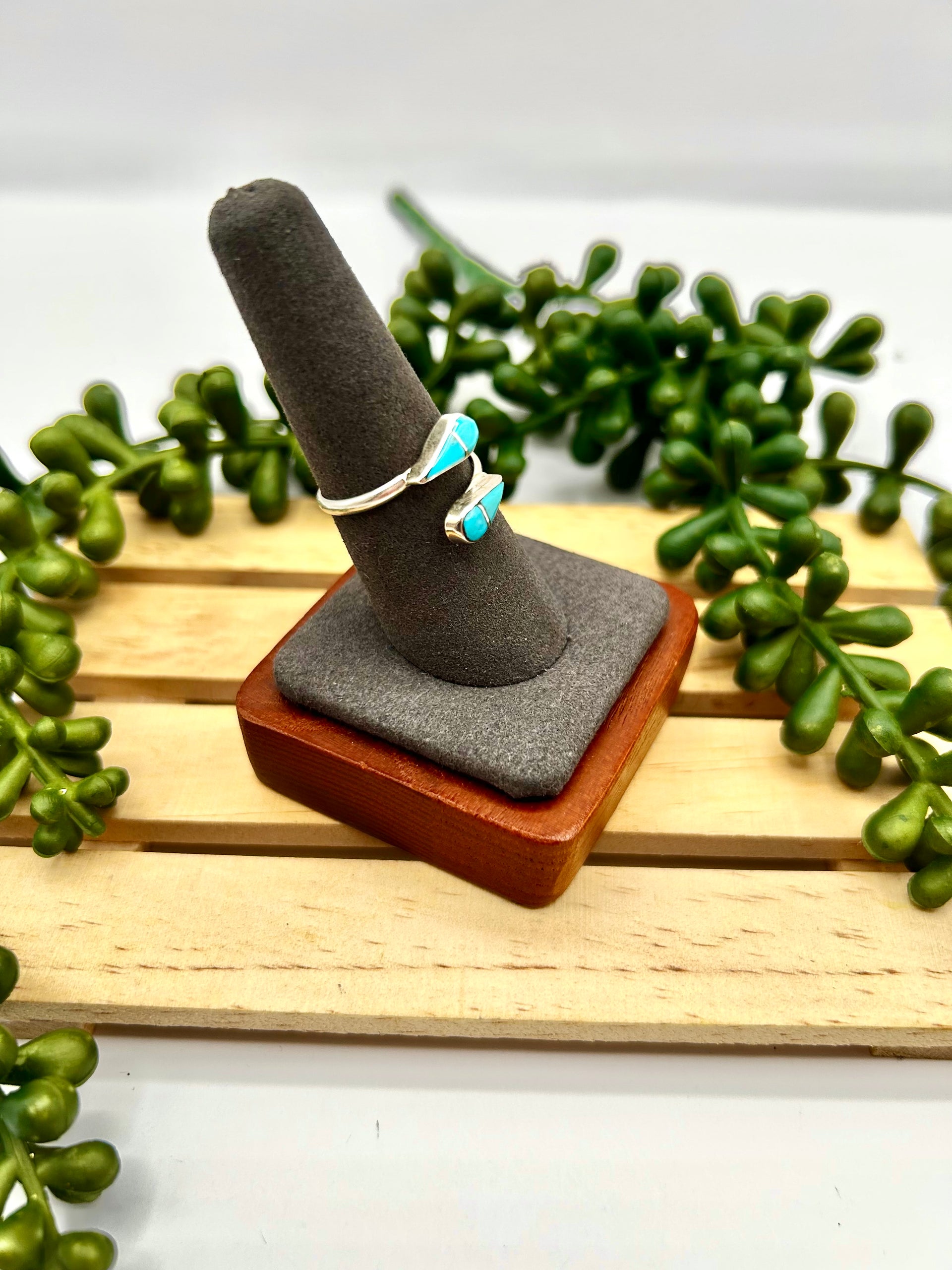 Navajo Made Kingman Turquoise & Sterling Silver Adjustable Ring