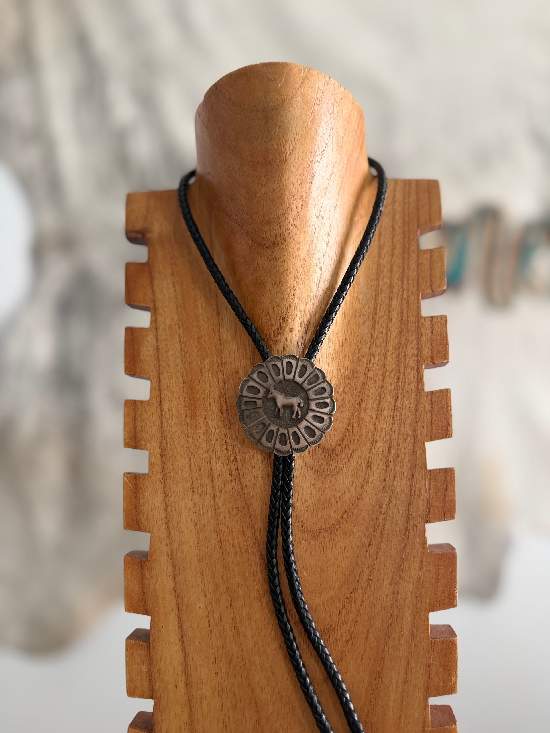 Navajo Made Sterling Silver Bolo Tie