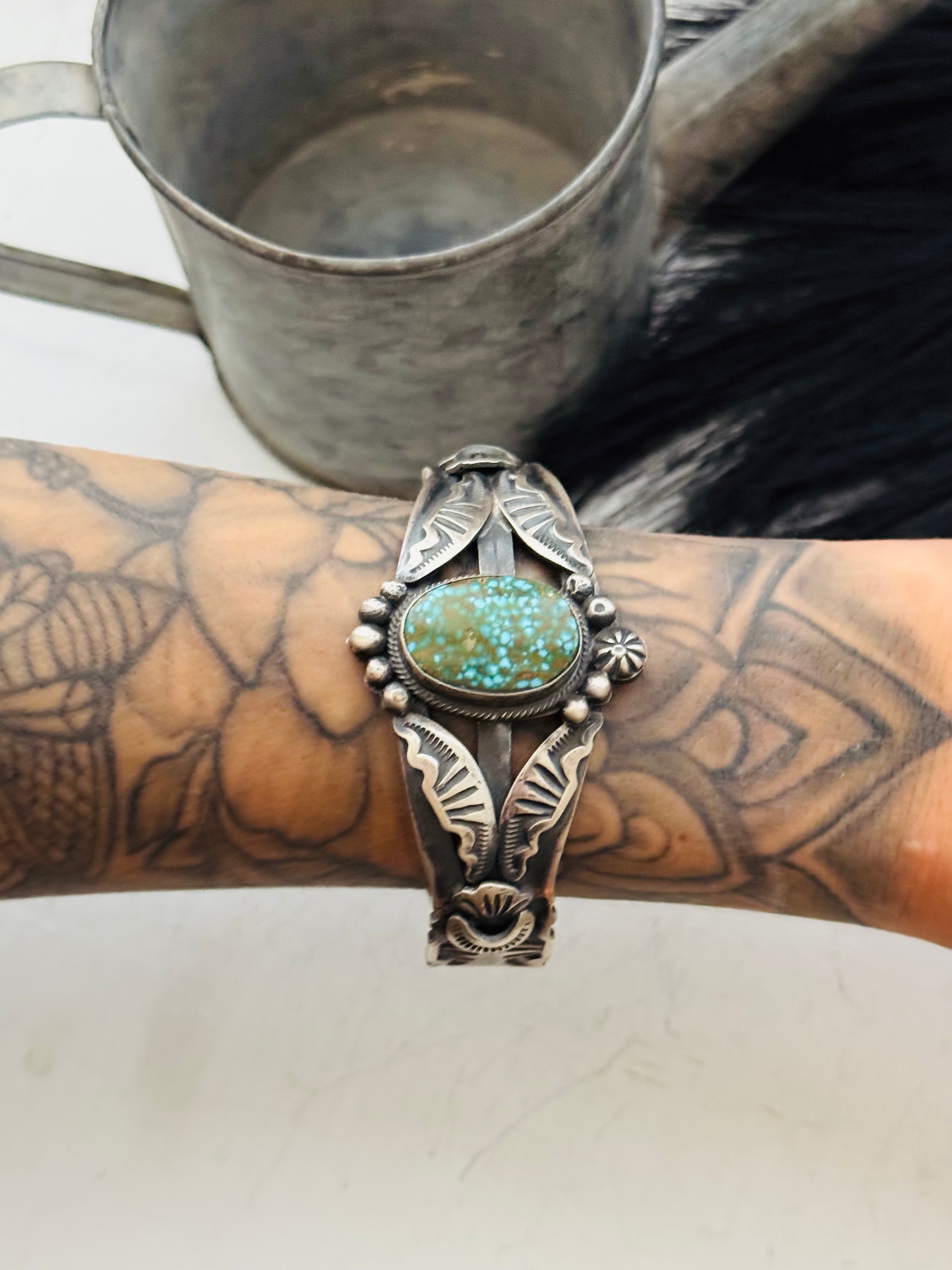 Gilbert Tom Birdseye Kingman Turquoise & Sterling Silver Cuff Bracelet