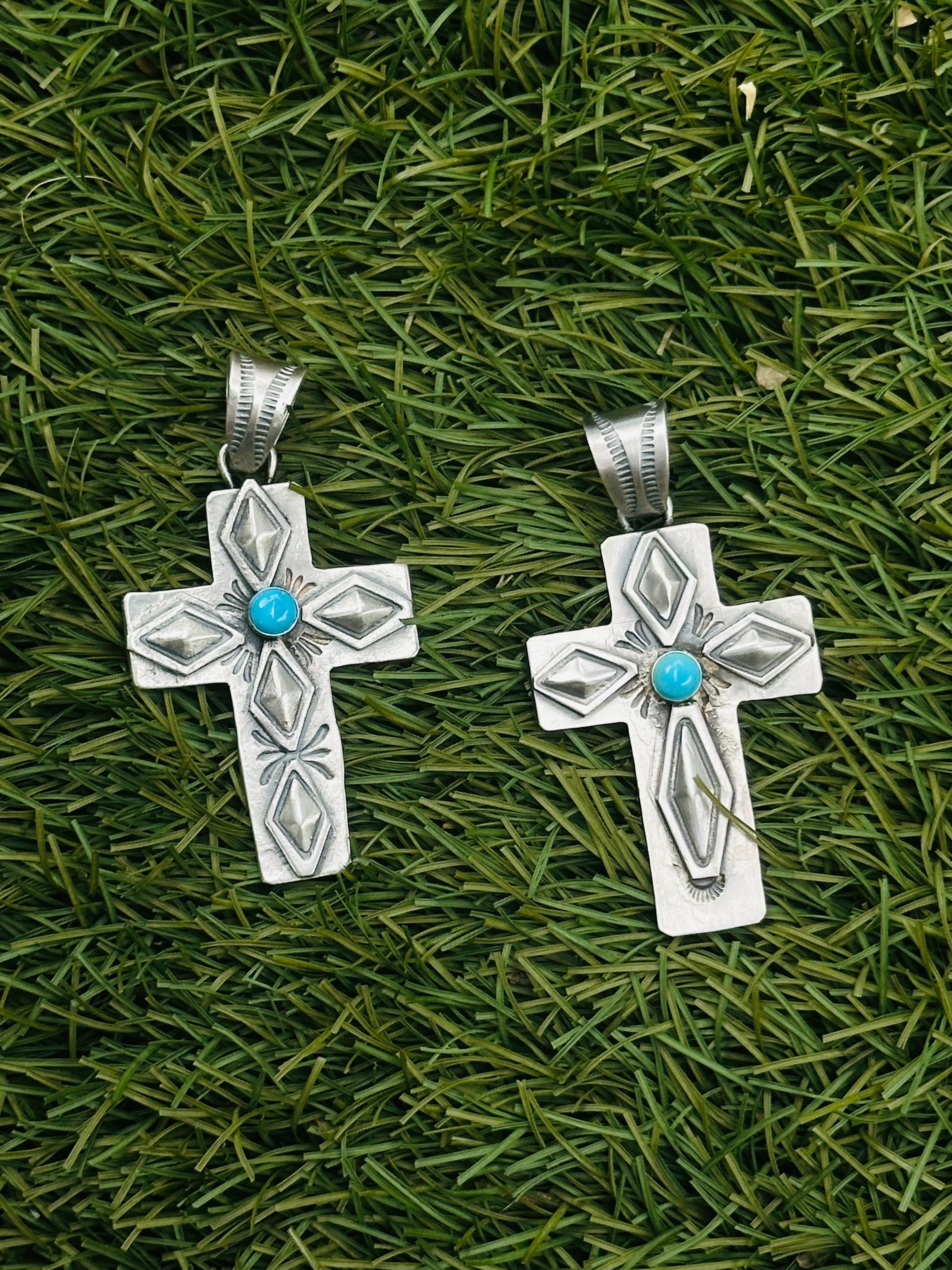 Boyd Ashley Kingman Turquoise & Sterling Silver Cross Pendant