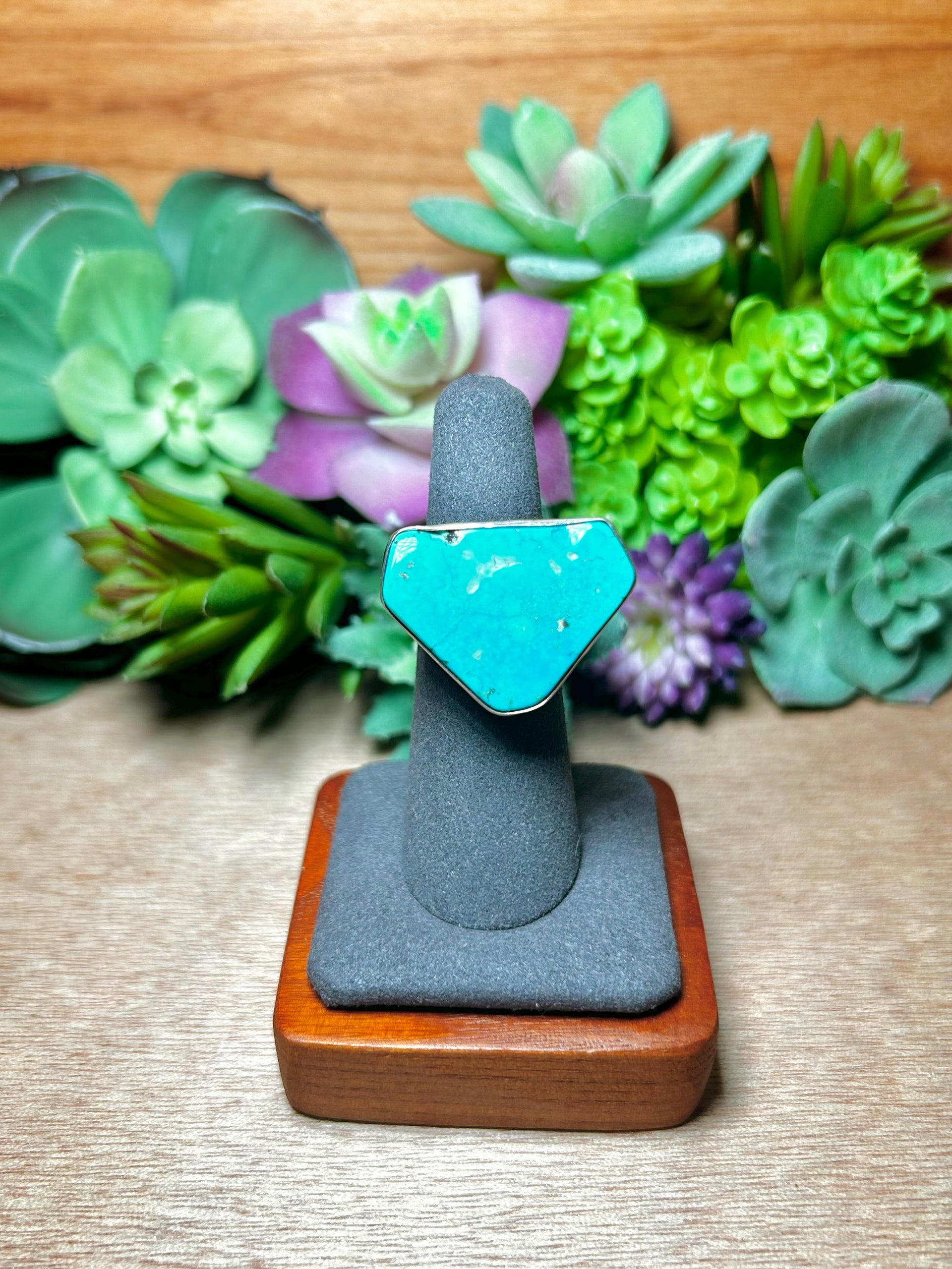 Navajo Made Kingman Turquoise & Sterling Silver Ring Size 6.25