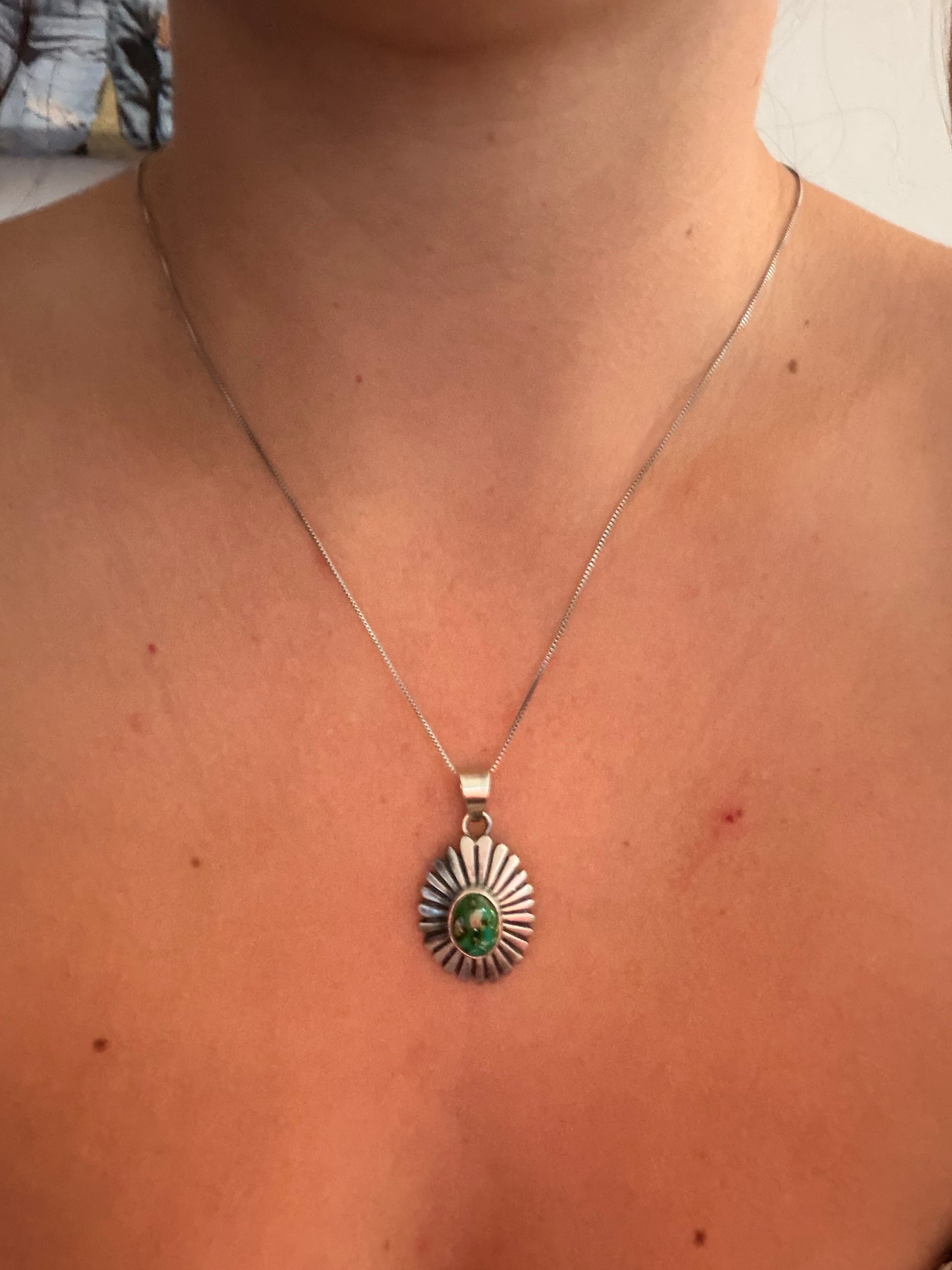 Navajo Made Sonoran Mountain Turquoise & Sterling Silver Concho Necklace