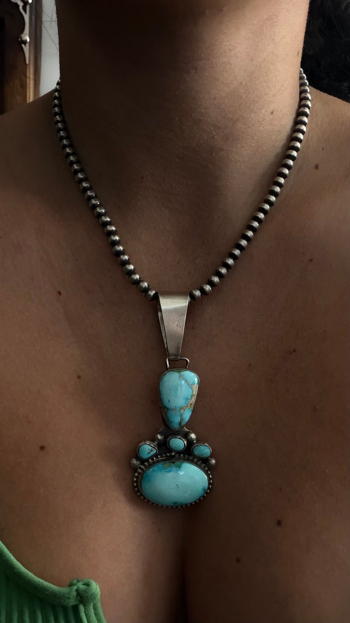 Bobby Johnson Sonoran Mountain Turquoise & Sterling Silver Cluster Pendant