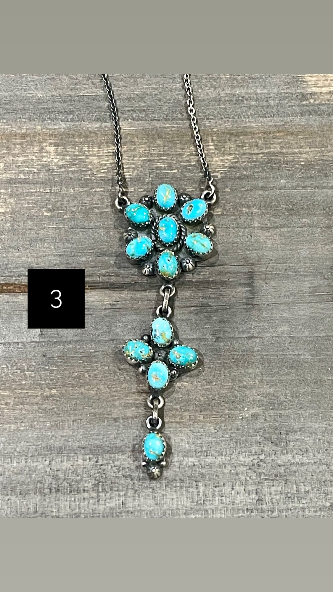 Southwest Handmade Sonoran Mountain Turquoise & Sterling Cluster Necklace