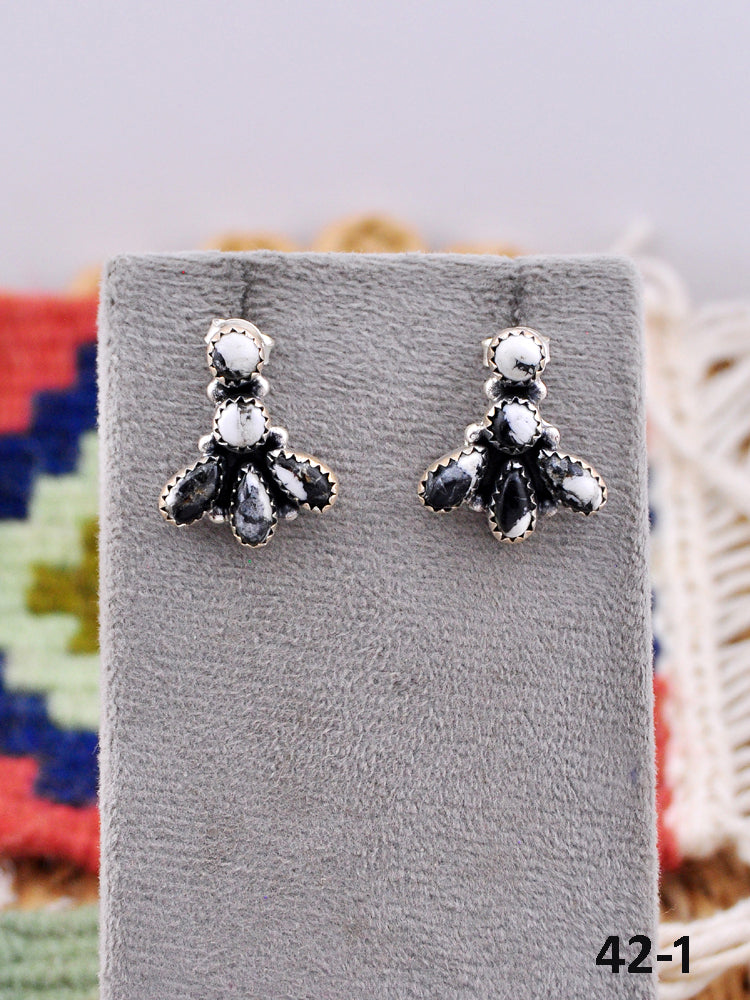 Southwest Made White Buffalo & Sterling Silver Post Earrings