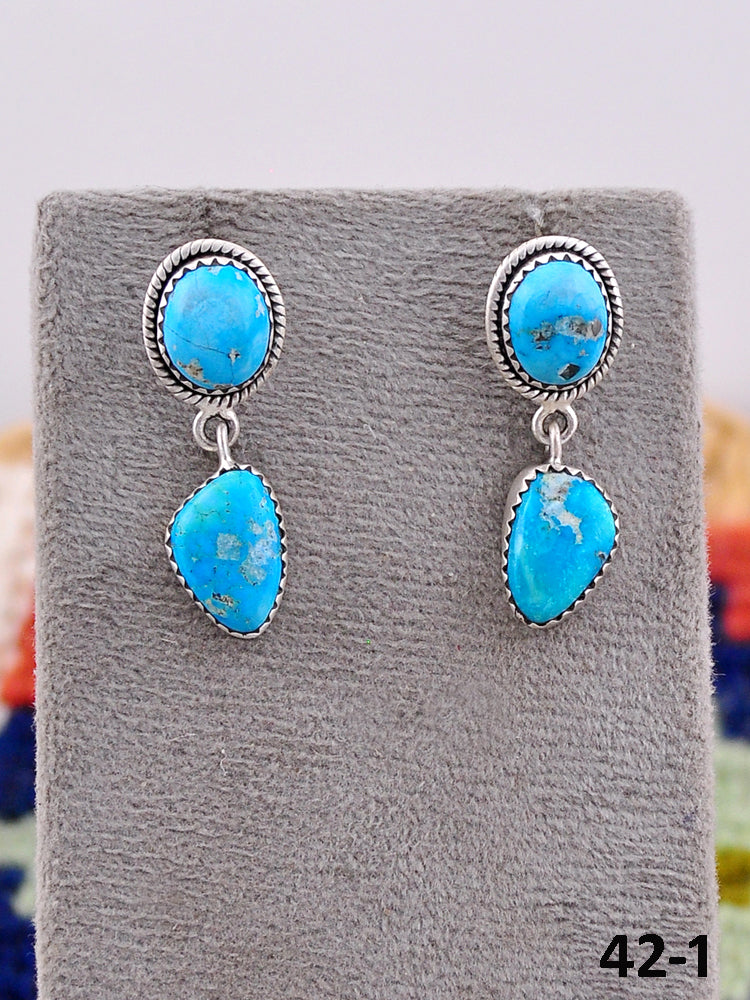 Southwest Handmade White Water & Sterling Silver Post Dangle Earrings