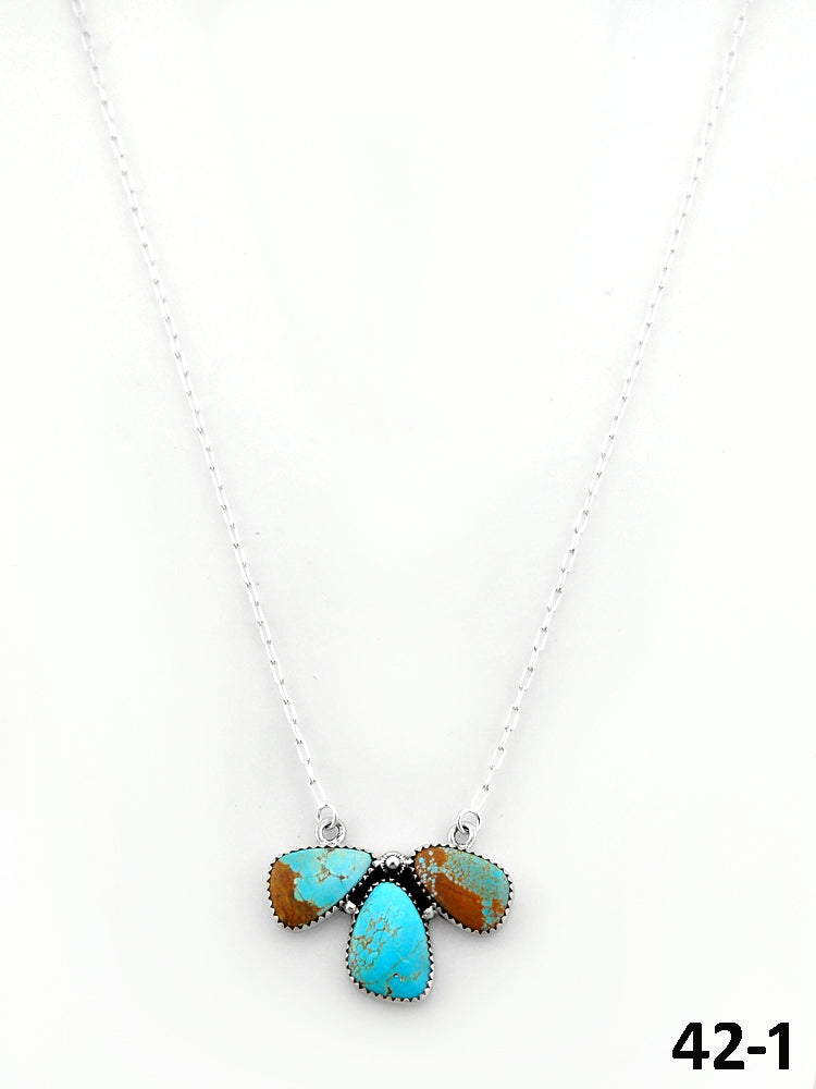 Southwest Handmade #8 Turquoise & Sterling Silver Necklace