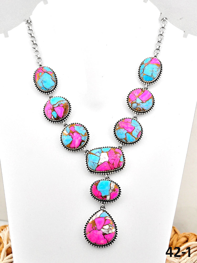Southwest Handmade Cotton Candy & Sterling Silver Necklace